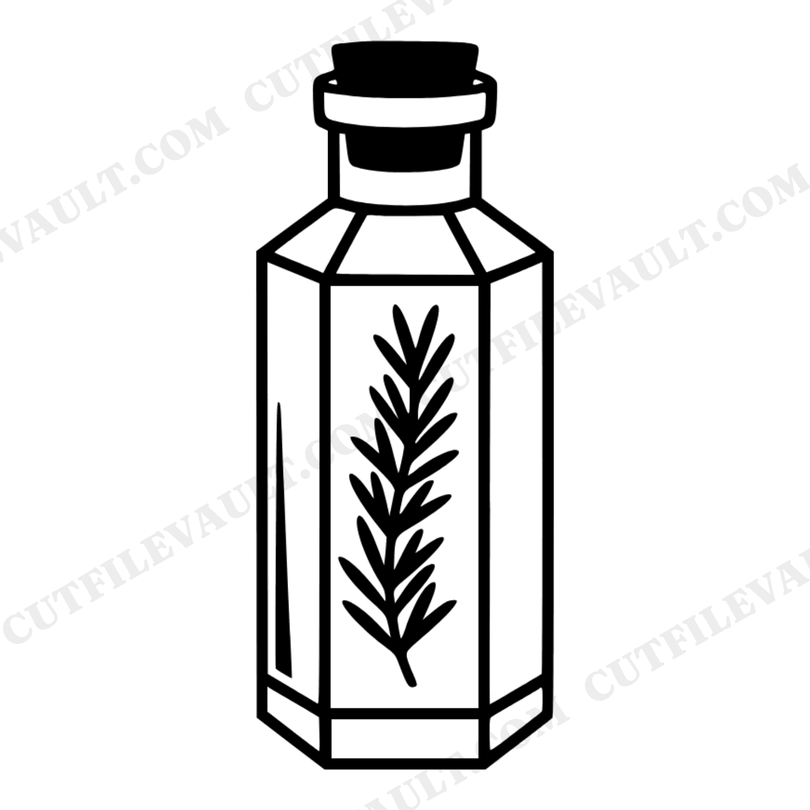National Herb Day Apothecary Jar SVG PNG, Art Deco Rosemary Jar Cut File, Kitchen Witch Herb Crafter, view 1