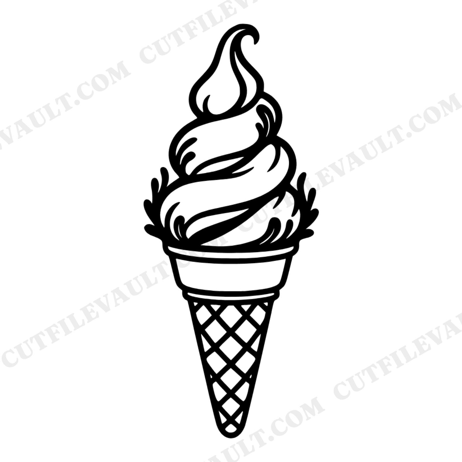 National Ice Cream Day SVG PNG, Vintage Soft Serve Cone Triple Loop Swirl Cut File for Cricut, view 1