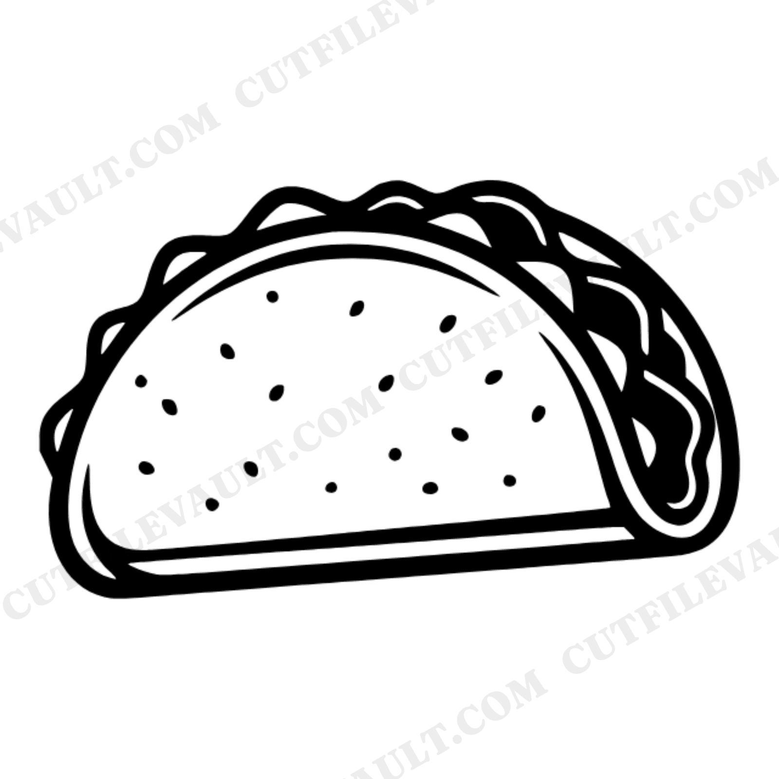 National Taco Day SVG PNG Wax Seal Badge, Symmetrical Taco Shell Cut File, Modern Brutalist Design, view 1