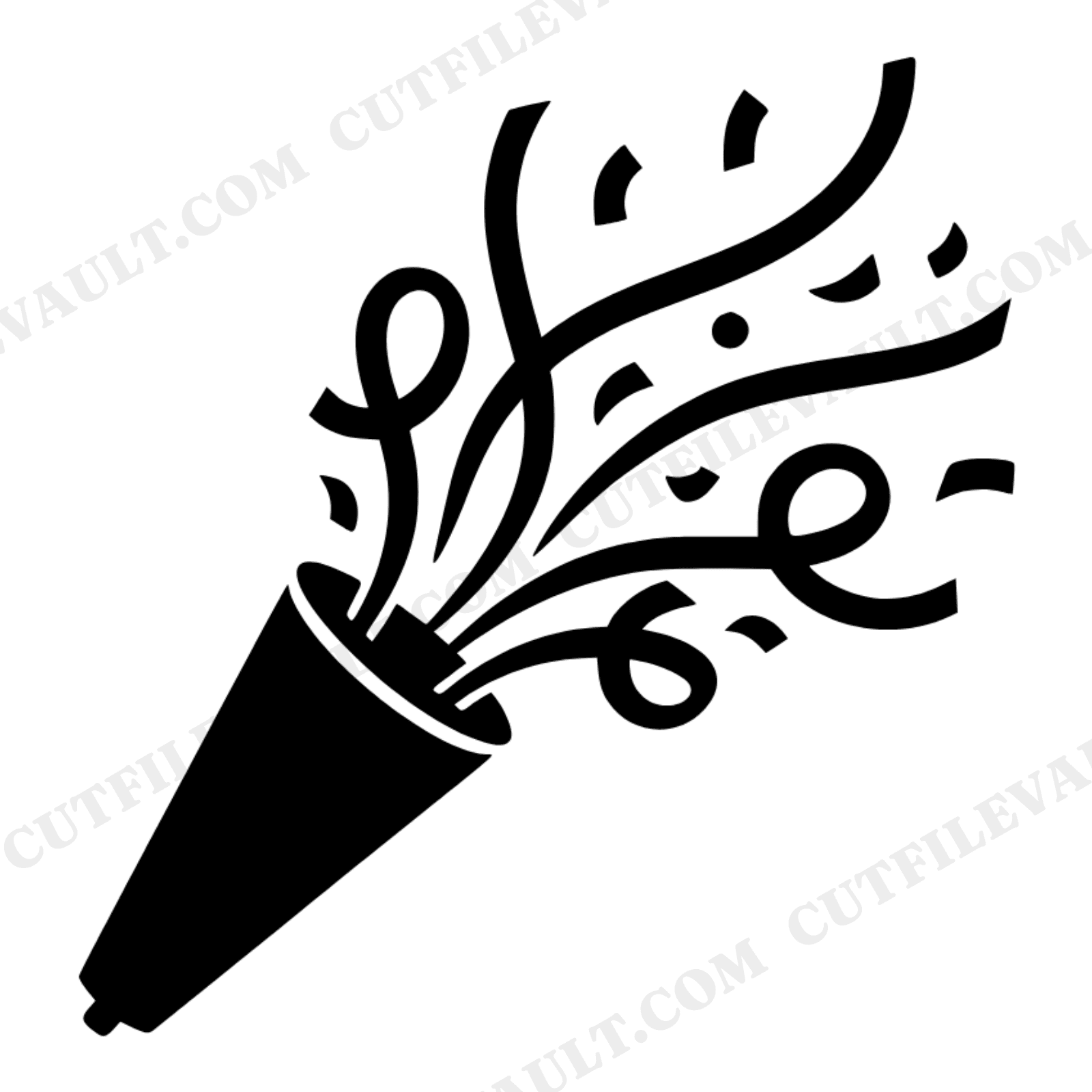 New Year Confetti Popper SVG PNG, Party Celebration Cut File, Modern Brutalist Design, view 1