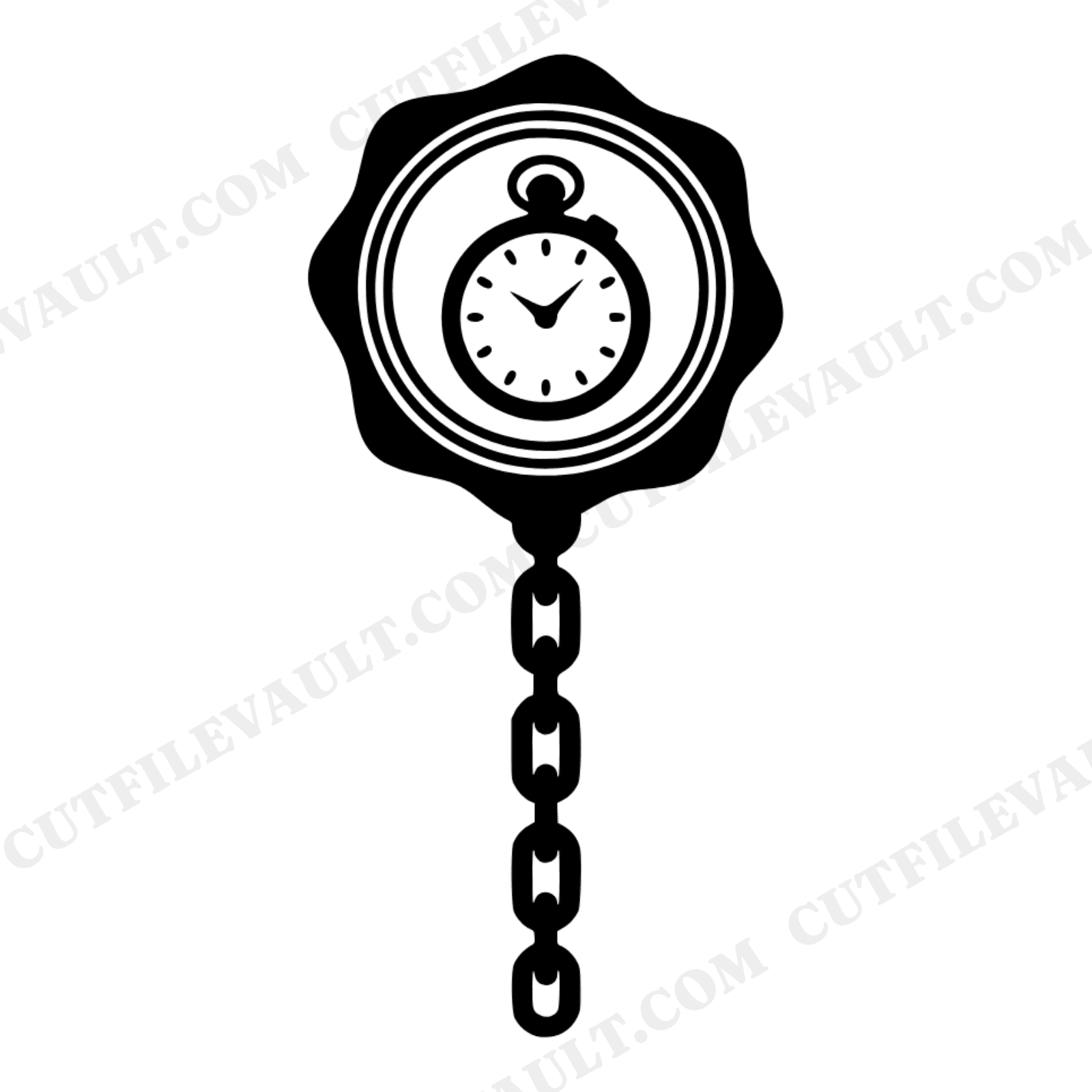 New Year Pocket Watch SVG PNG Wax Seal Badge Cut File Scandinavian Minimalist Countdown Design, view 1