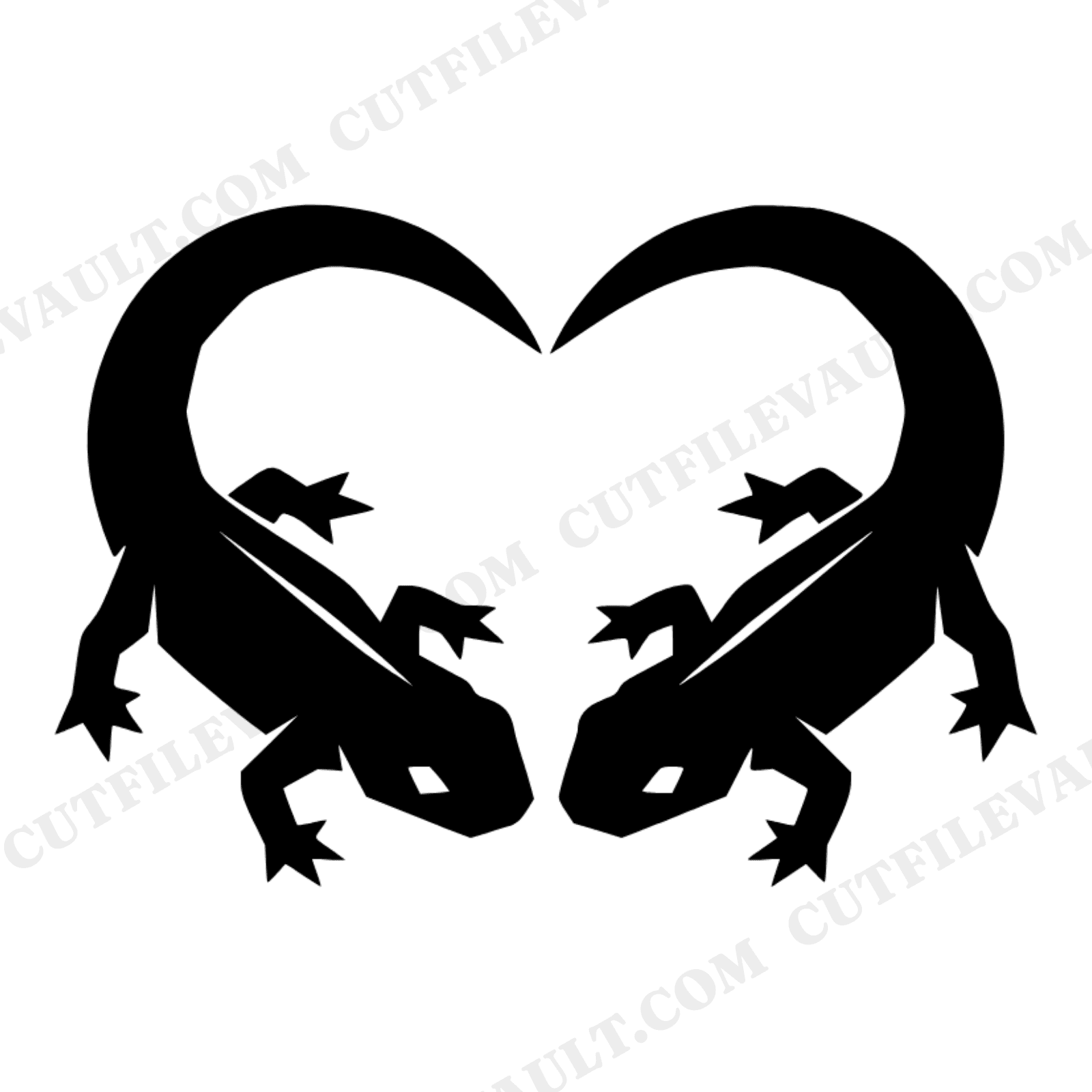 Newt Love Heart Wedding SVG PNG, Geometric Animal Silhouette Cut File, Modern Brutalist Decor, view 1