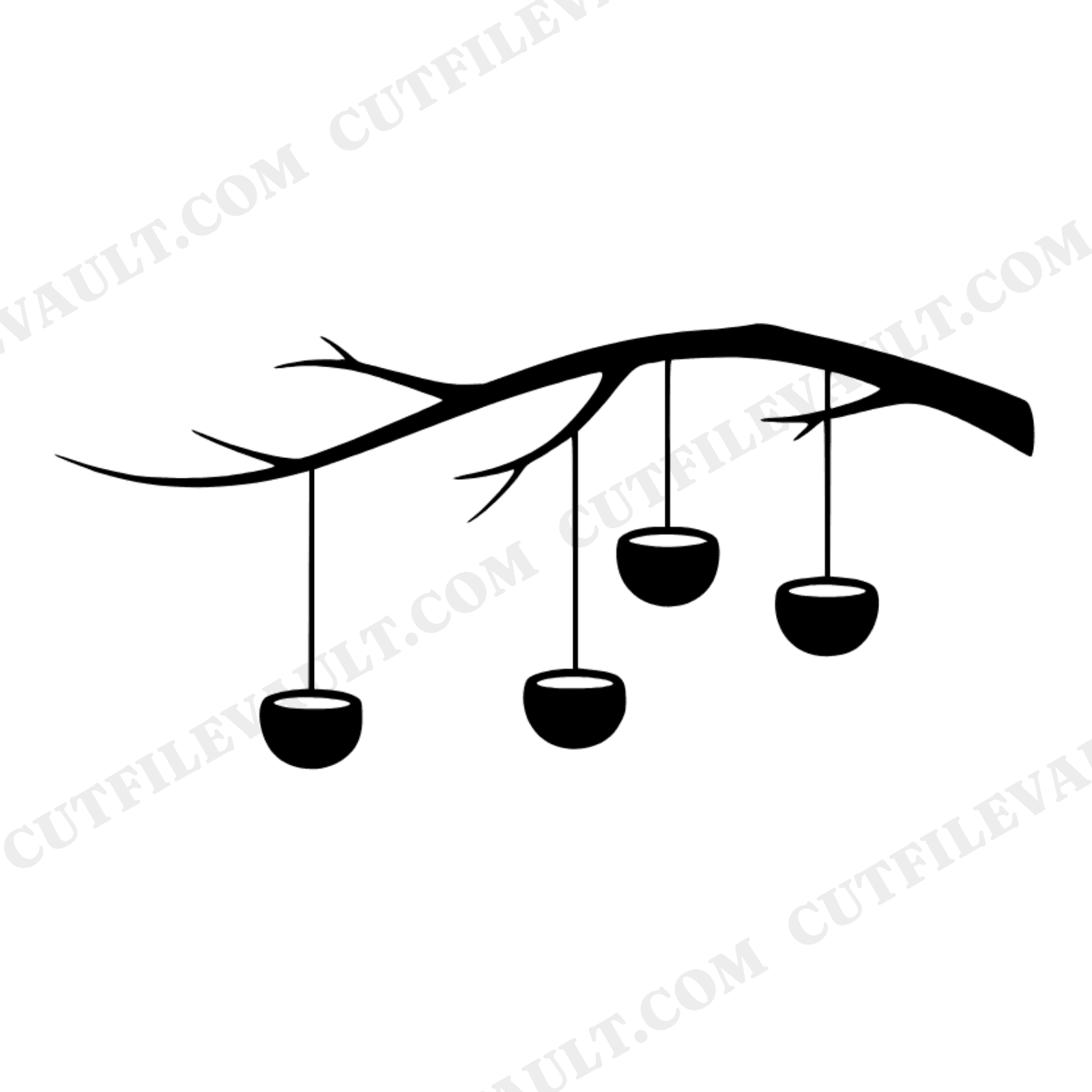 Nordic Birch Arc with Hanging Votives SVG PNG, Rustic Wedding Ceremony Decor Cut File Design, view 1