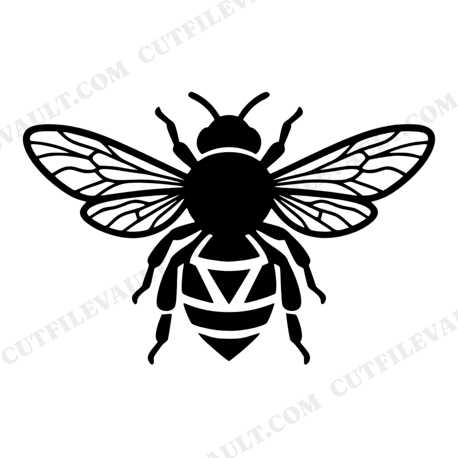 Nordic Honeybee SVG Top View Geometric Bee Silhouette PNG Retro 70s Cut File Honey Bee Day, view 1