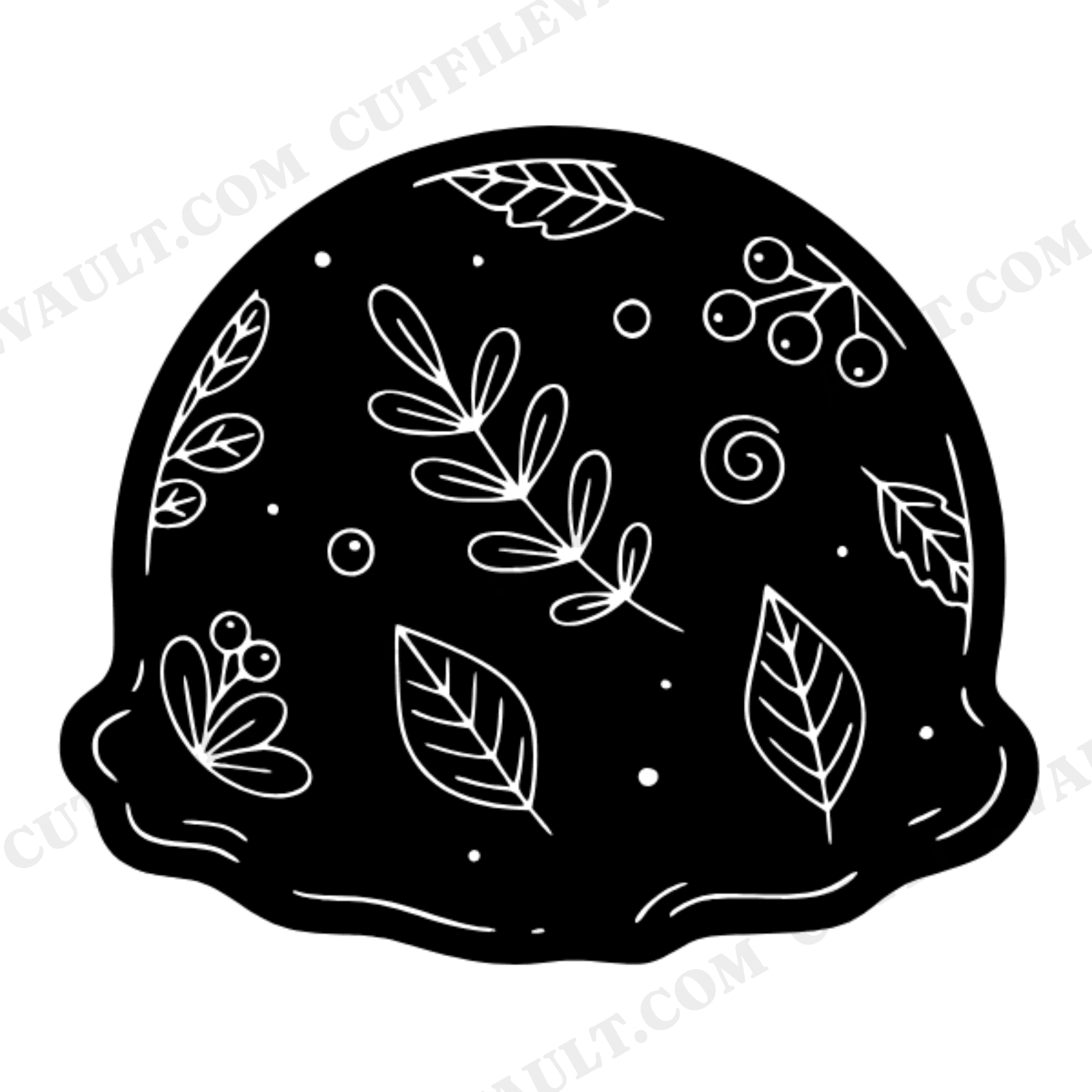 Nordic Ice Cream Scoop SVG PNG, Vintage Botanical Summer Treat Cut File, Minimalist Dessert Clipart, view 1