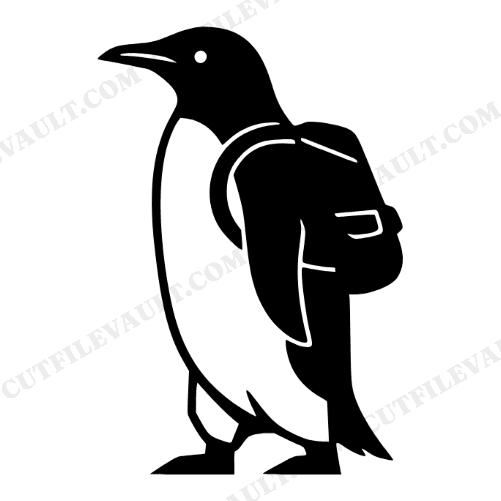 Nordic Penguin Scholar with Backpack SVG PNG, Art Deco Geometric Back to School Cut File, view 1