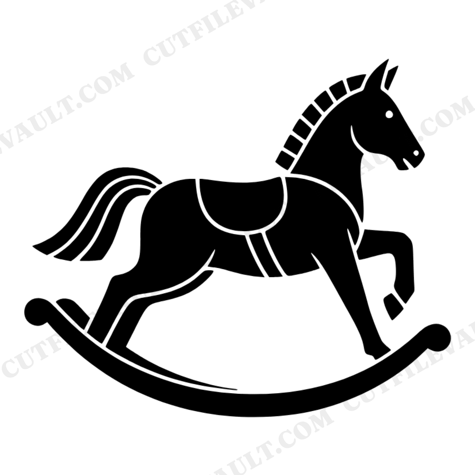 Nordic Rocking Horse SVG PNG Mid Rock Silhouette Art Deco Geometric Cut File Nursery Decor, view 1