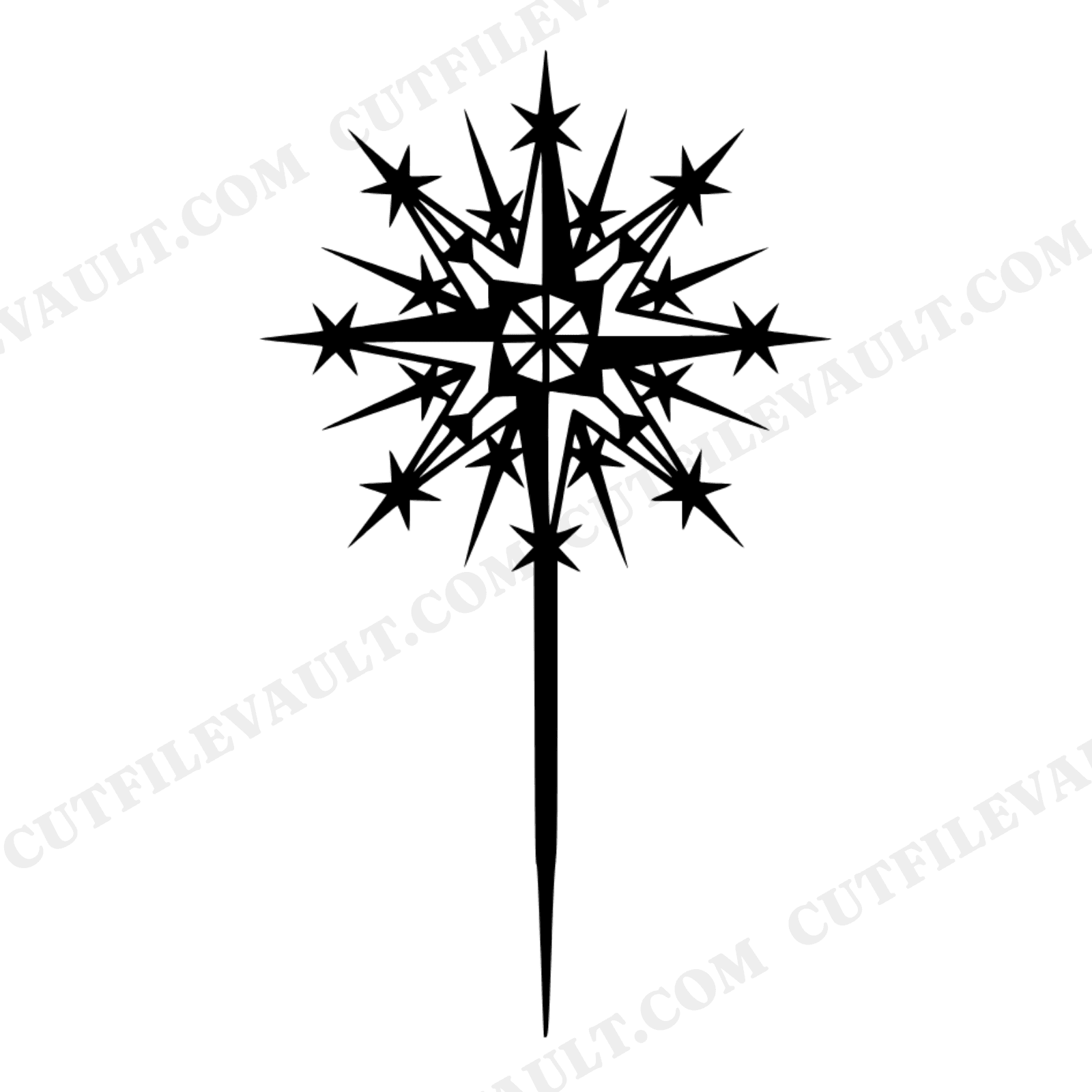 Nordic Starburst Sparkler SVG PNG, Independence Day Celestial Silhouette Cut File, 4th of July, view 1