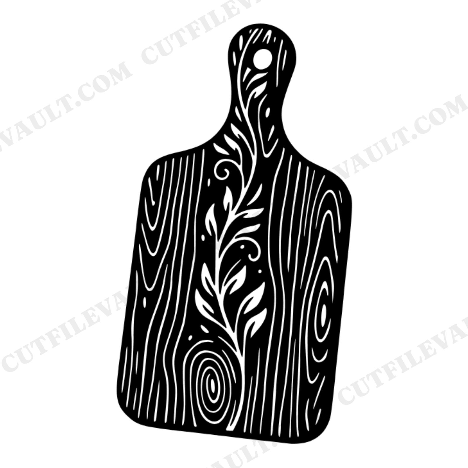 Nordic Wood Grain Cutting Board SVG PNG, Vintage Botanical Kitchen Silhouette Cut File, view 1