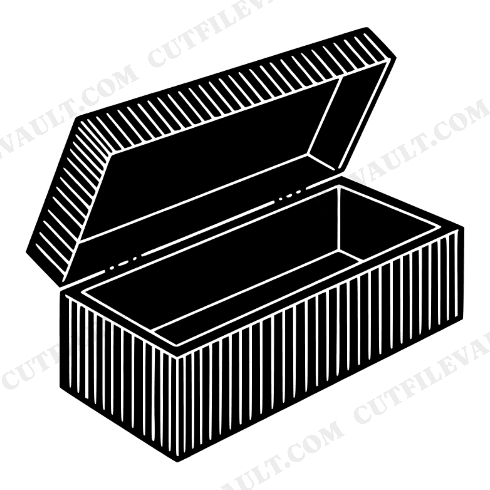 Nordic Wood Grain Pencil Case SVG PNG, Art Deco Geometric Open Box Cut File, Back to School, view 1