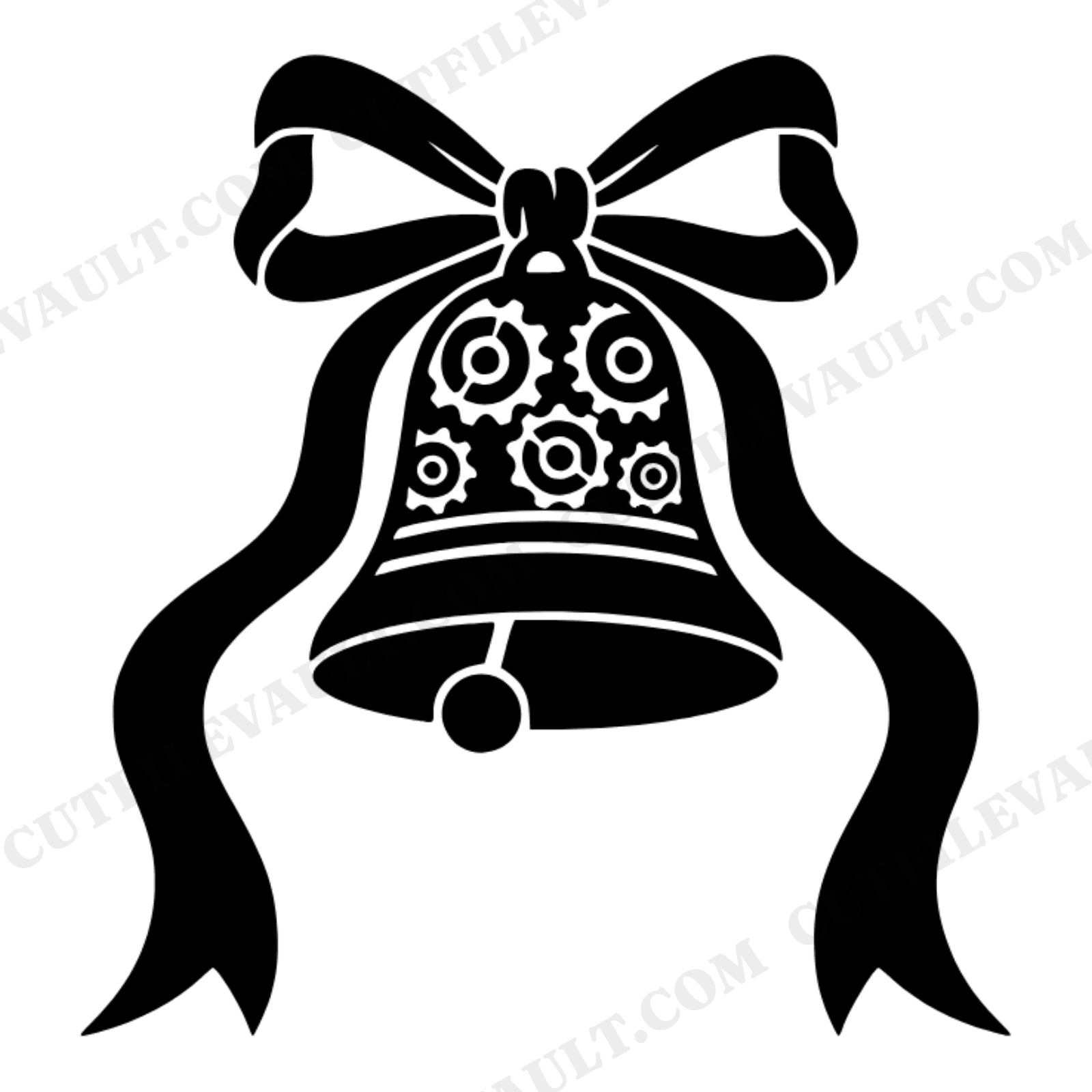 October Anniversary Bell SVG PNG, Steampunk Gears Retro 70s Wave Design, Vintage Wedding Cut File, view 1