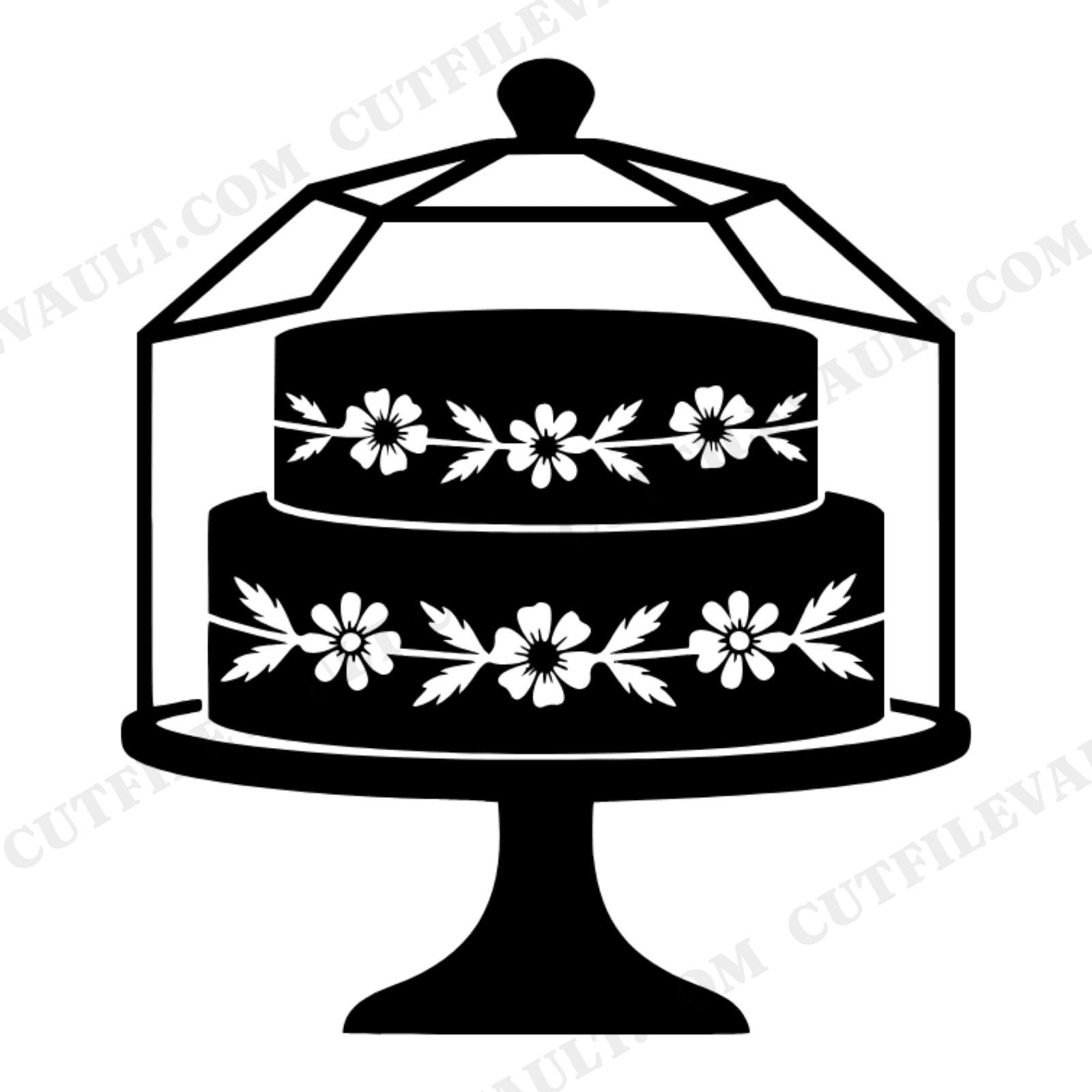 October Cake Dome SVG PNG, Cottagecore Floral Celebration Cut File, Anniversary Milestone Wall Art, view 1