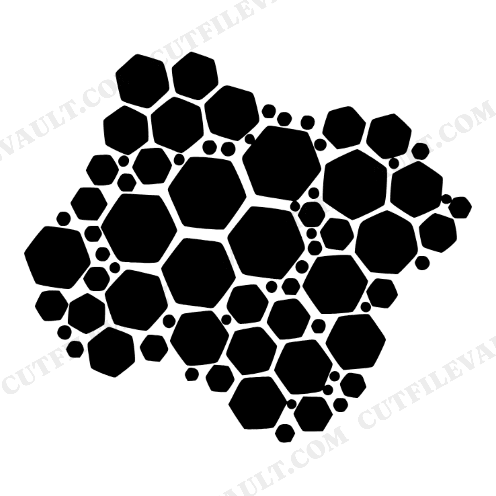 Organic Honeycomb Cluster SVG PNG Mid Century Modern Retro 70s Geometric Silhouette Cut File, view 1