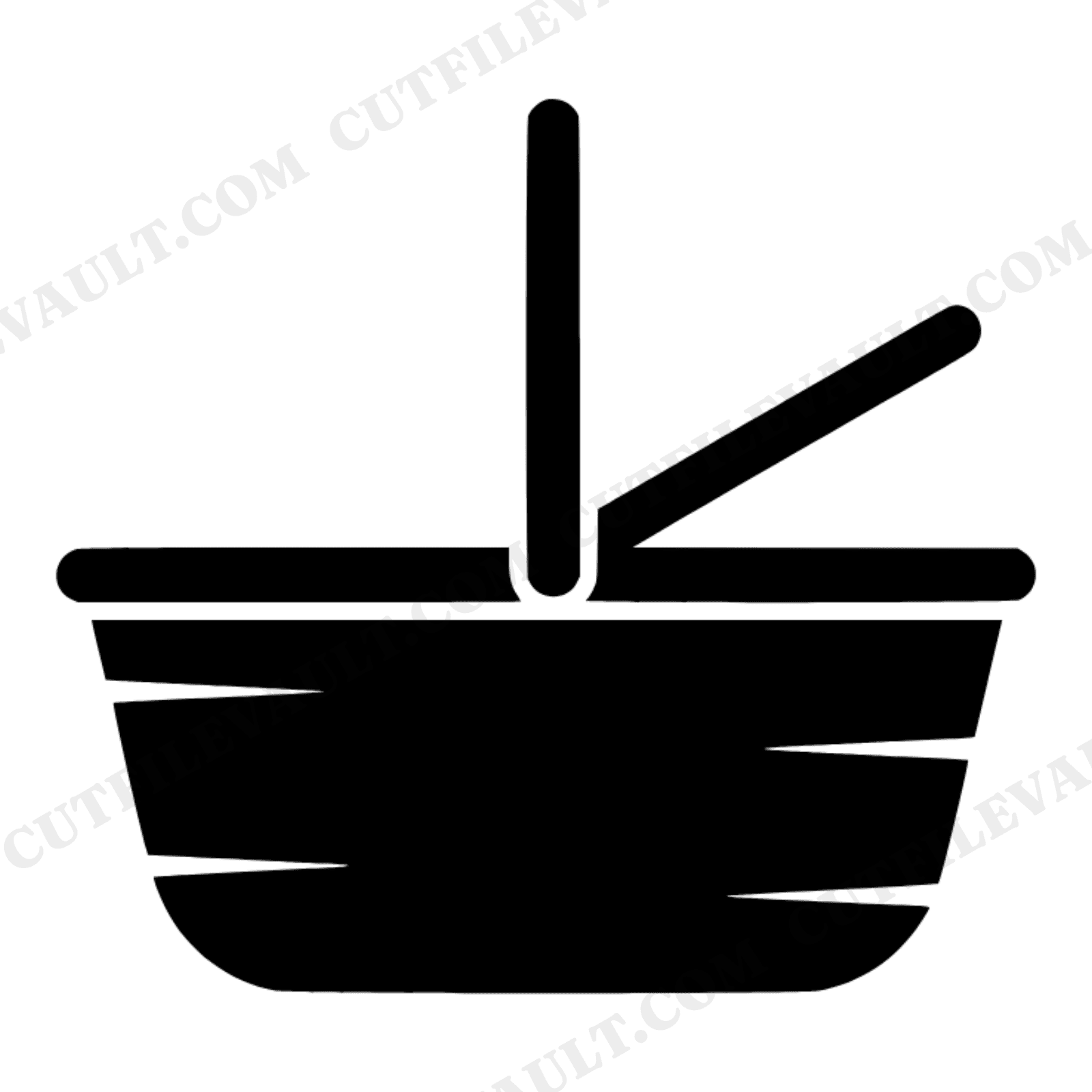 Organic Picnic Basket SVG PNG, Abstract Blob Basket Cut File, Labor Day Picnic Design, Scandinavian Style, view 1