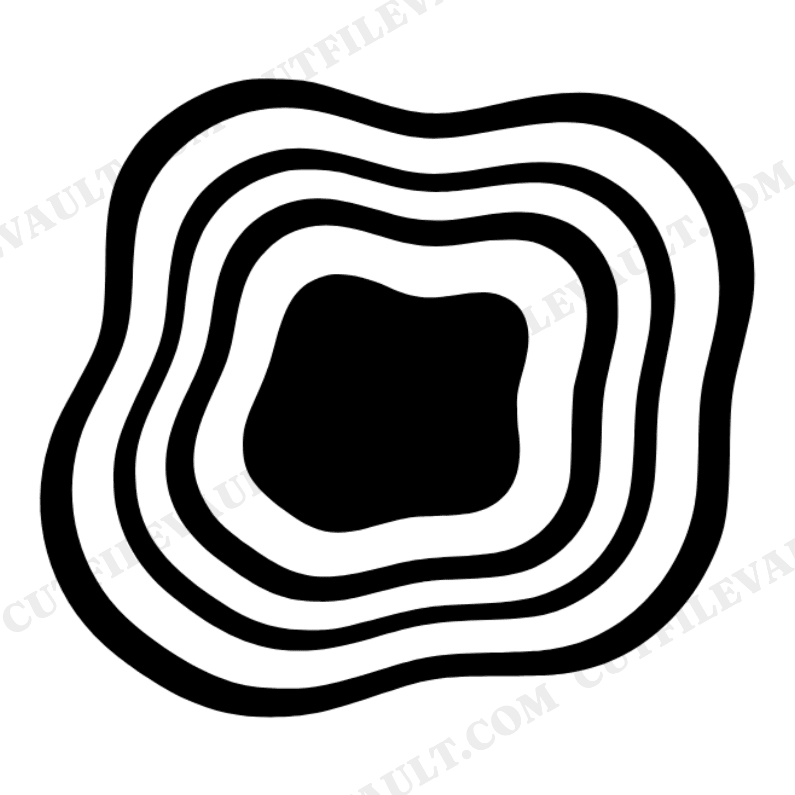Organic Ripple Wave SVG PNG, Concentric Blob Pattern, Abstract Fluid Design Cut File, view 1