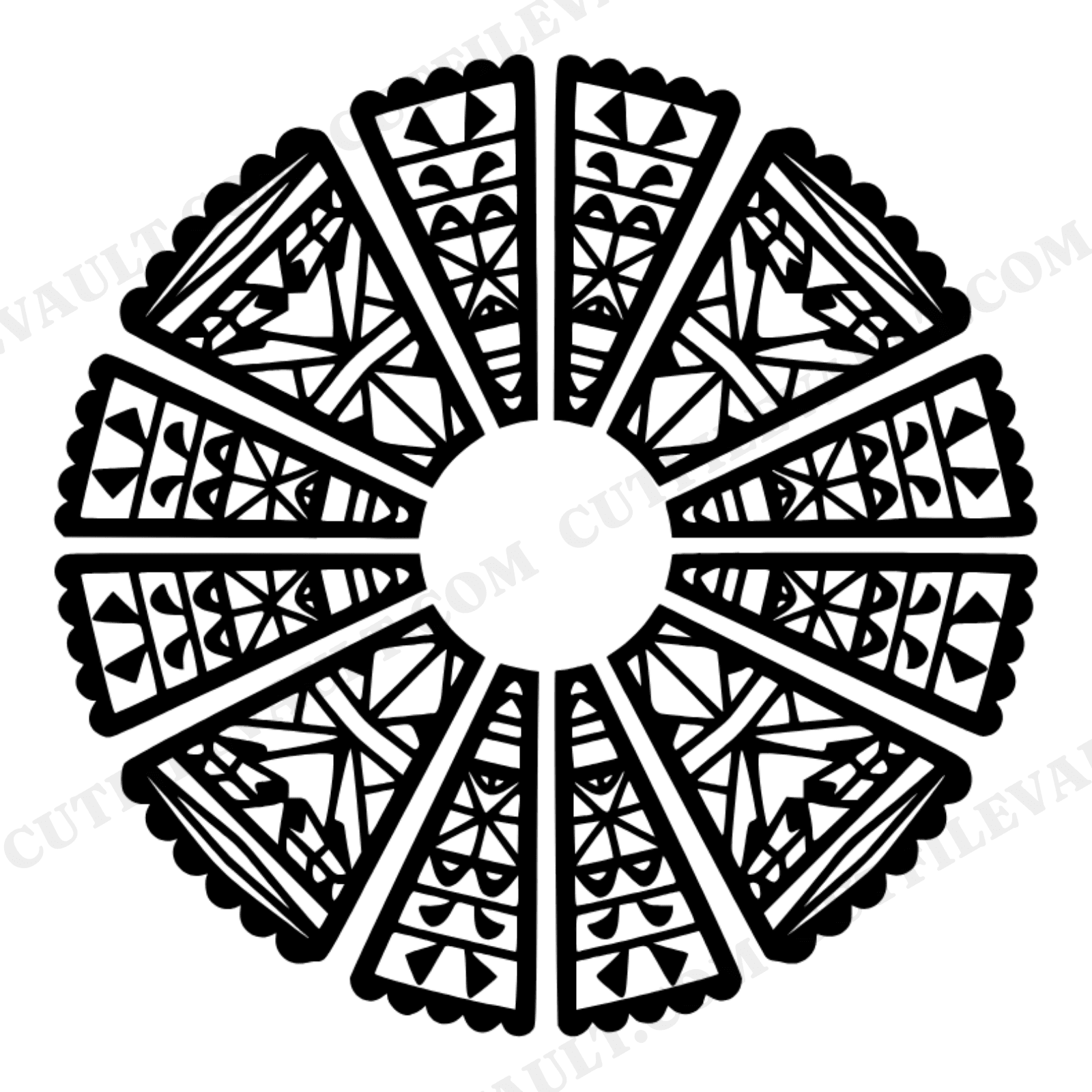 Papel Picado Mandala SVG PNG, Cinco de Mayo Banner, Eight Panel Radial Cut File, Layered Vinyl, view 1