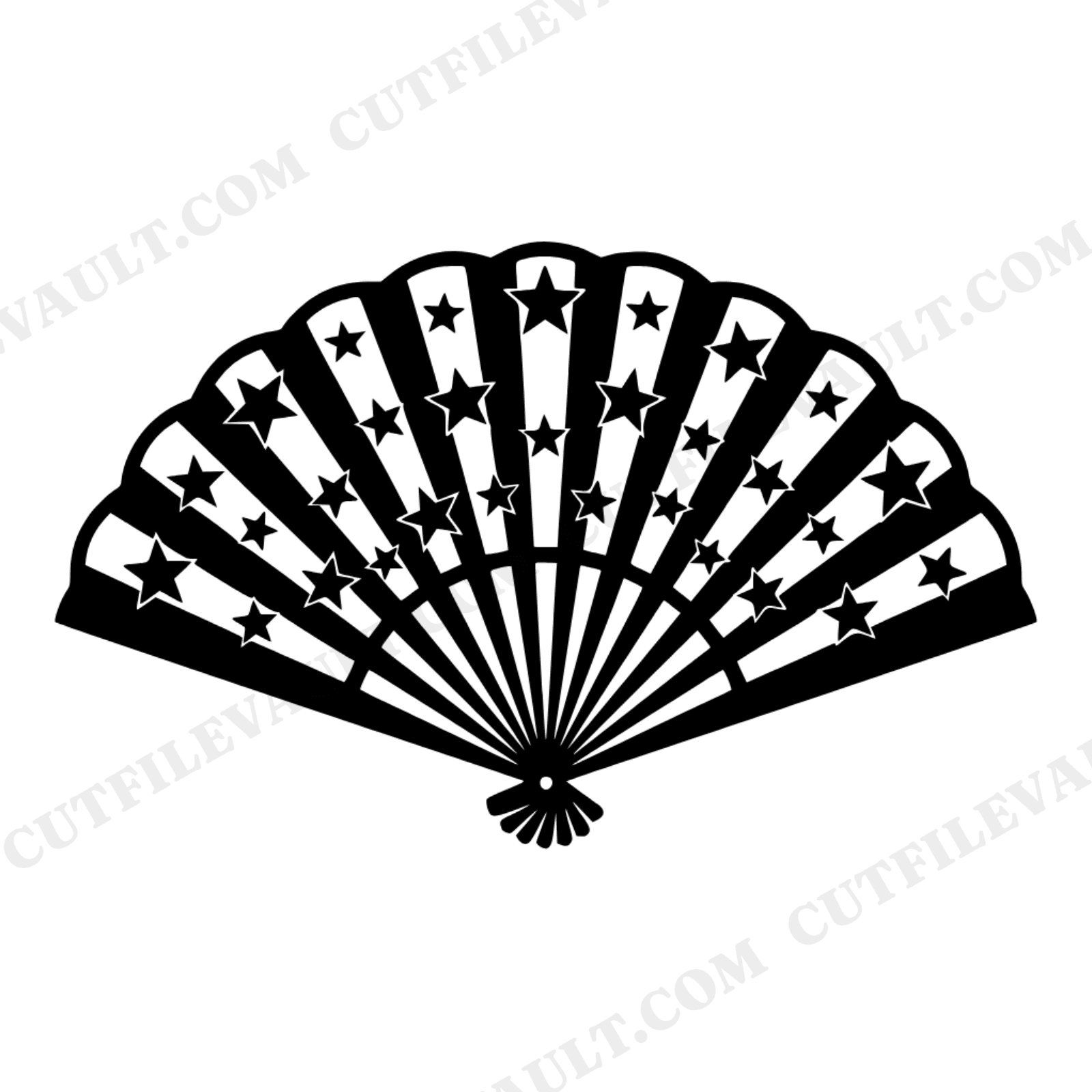 Patriotic Accordion Fan SVG PNG, Fourth of July Fan with Star Cutouts, American Flag Fan Cut File, view 1