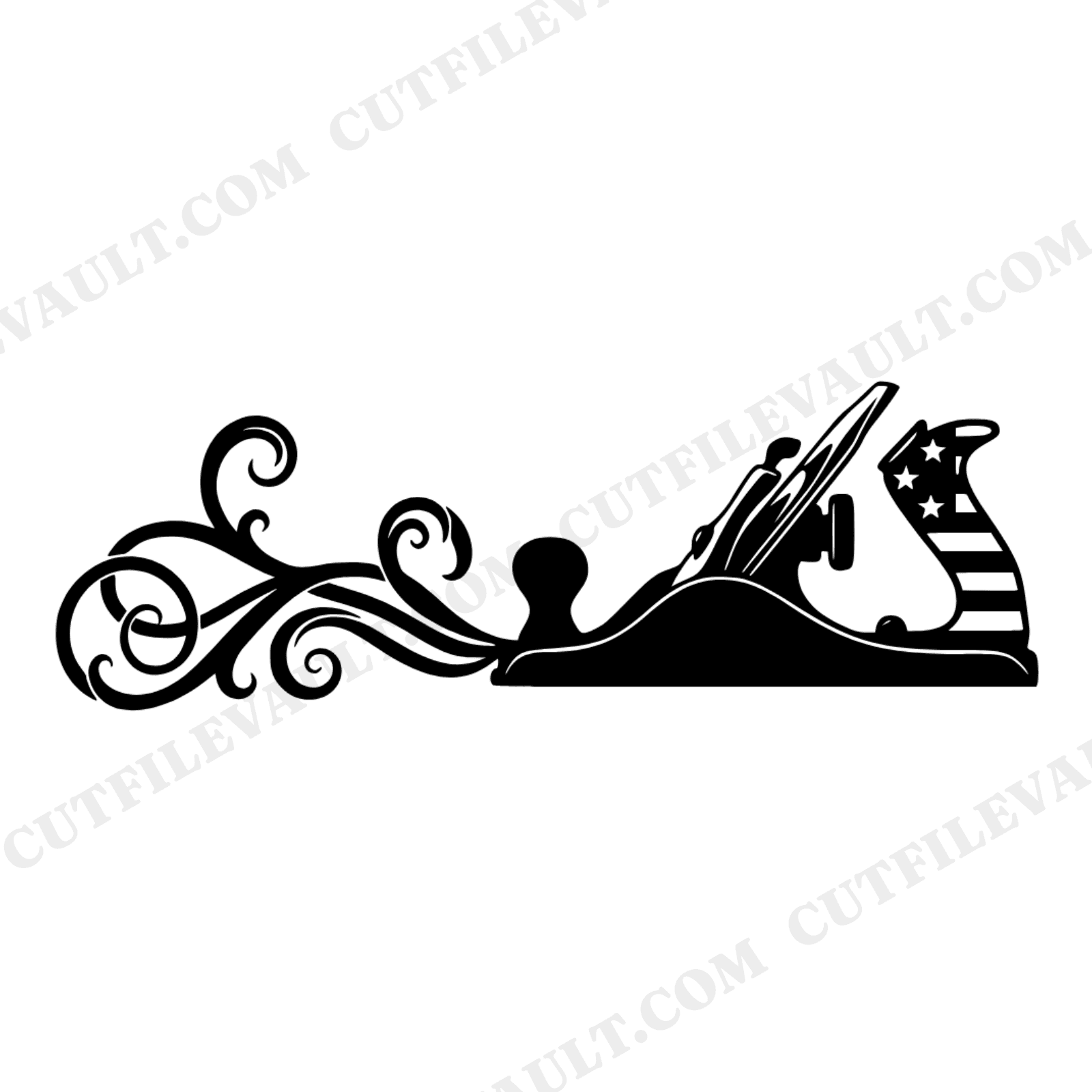 Patriotic Hand Plane SVG PNG, Woodworking Tool Silhouette, 4th of July Craftsman Design Cut File, view 1