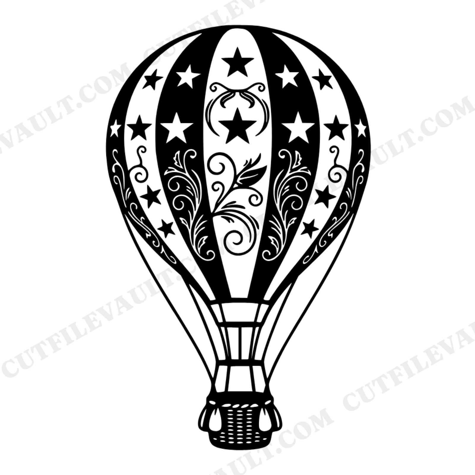 Patriotic Hot Air Balloon SVG PNG, Fourth of July Star Spangled Balloon Cut File, Vintage Americana, view 1