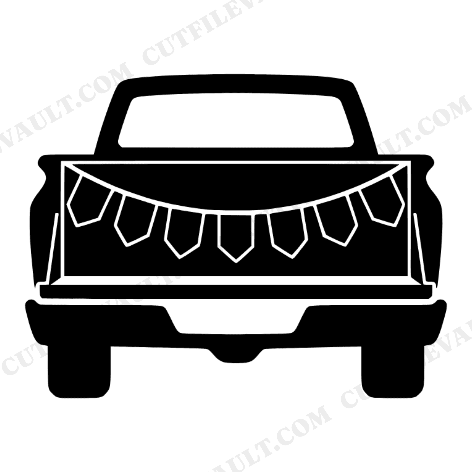 Patriotic Pickup Truck Tailgate SVG PNG Art Deco Fourth of July Bunting Americana Cut File, view 1