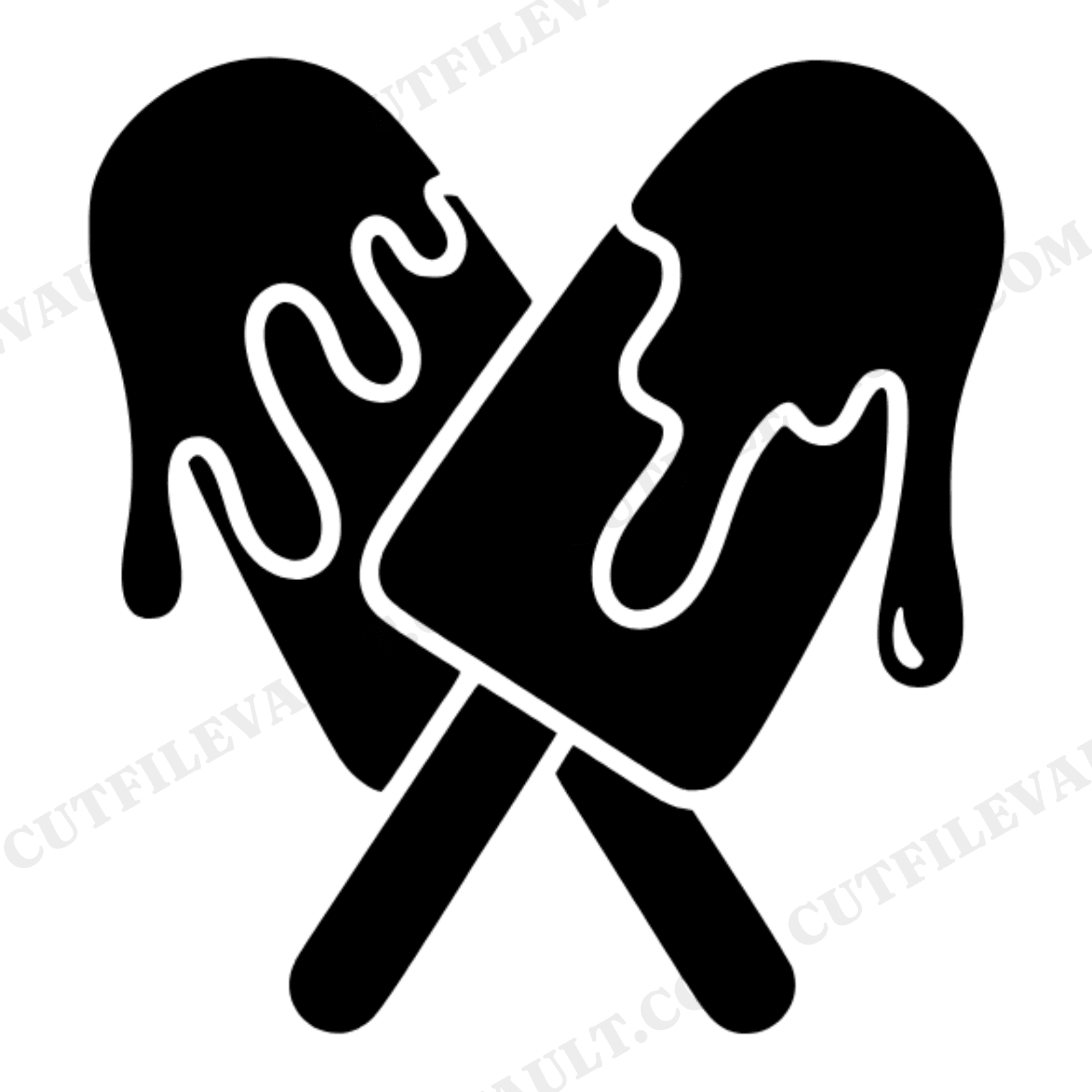 Patriotic Popsicle SVG PNG, Crossed Popsicles with Kawaii Drip Trails, 4th of July Cut File, view 1