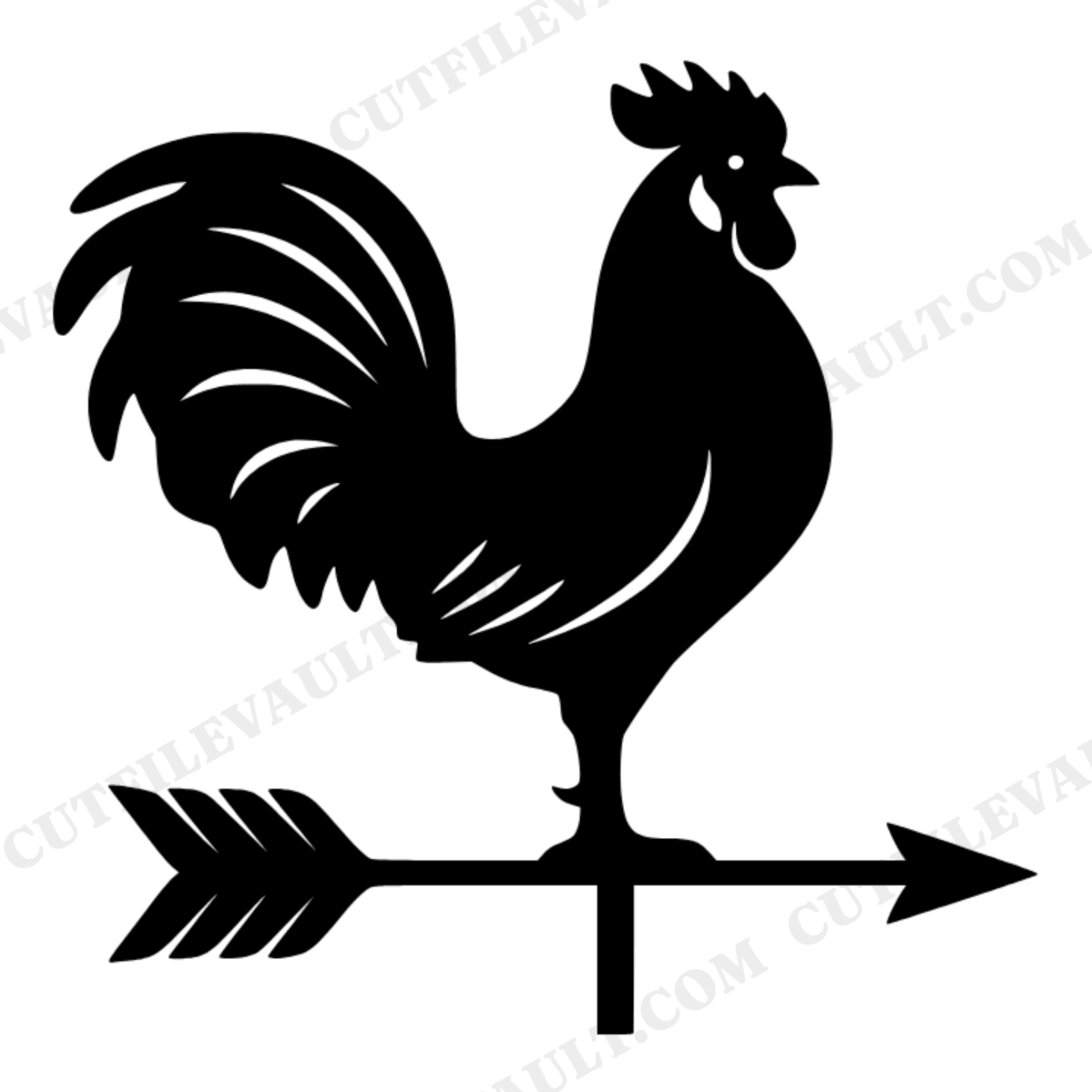 Patriotic Rooster SVG PNG, Weathervane Americana Arrow Silhouette, 4th of July Farmhouse Cut File, view 1