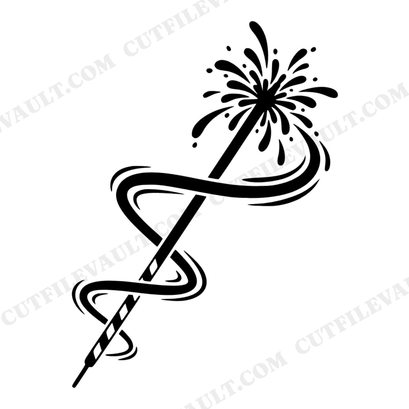 Patriotic Sparkler SVG PNG, Fourth of July Sparkler Wand with Star Dust Trail, Independence Day SVG, view 1