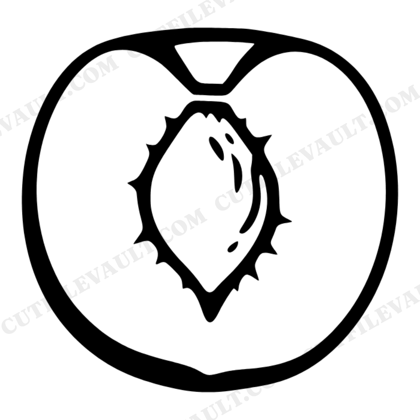 Peach Half Star Pattern SVG PNG, Cottagecore Fruit Silhouette Cut File, National Peach Ice Cream Day, view 1