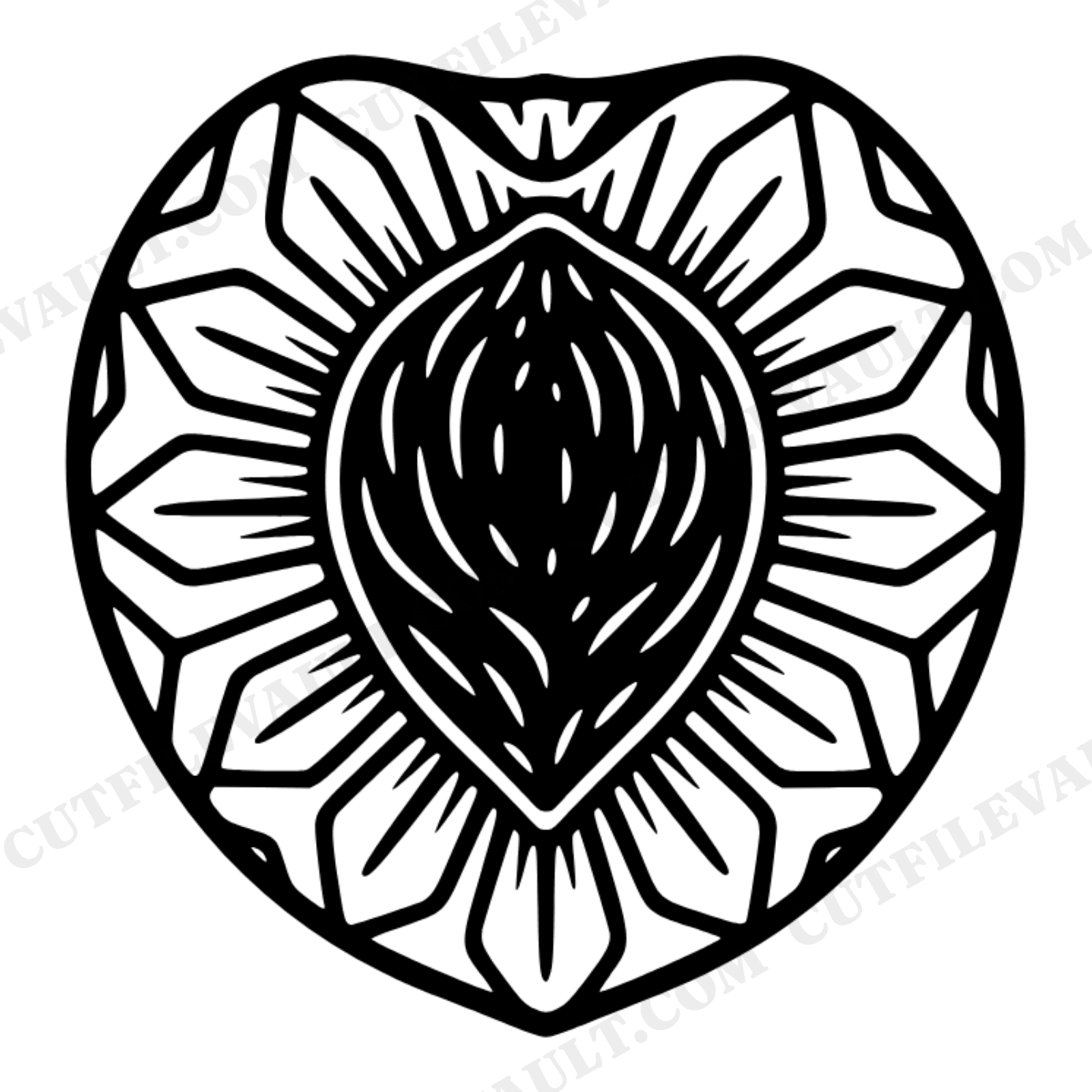 Peach Pit Mandala SVG PNG, Boho Summer Kitchen Decor Cut File, Nordic Geometric Fruit Design, view 1