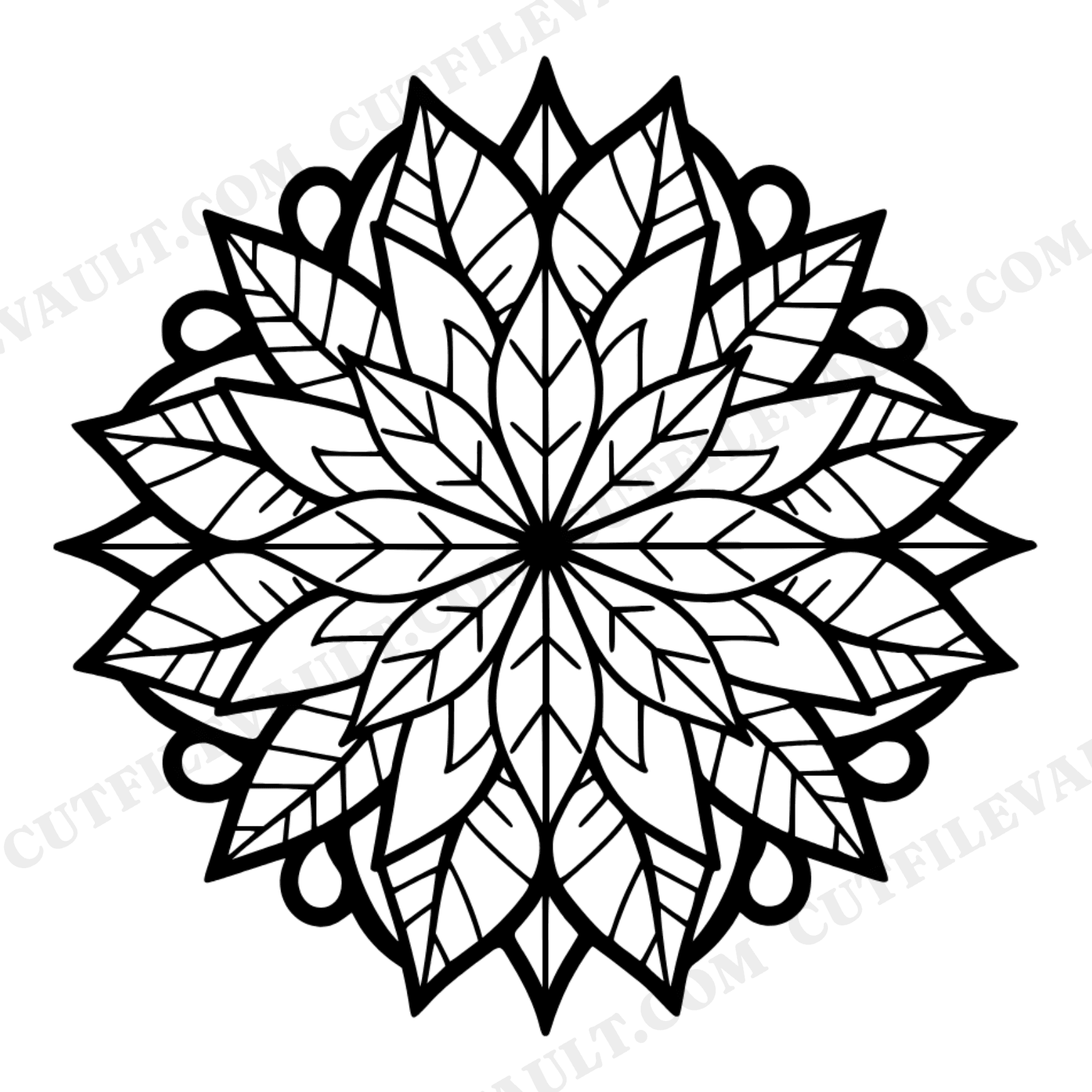 Poinsettia SVG, Overhead Star Bloom Tattoo Flash Silhouette PNG, Christmas Flower Cut File, view 1