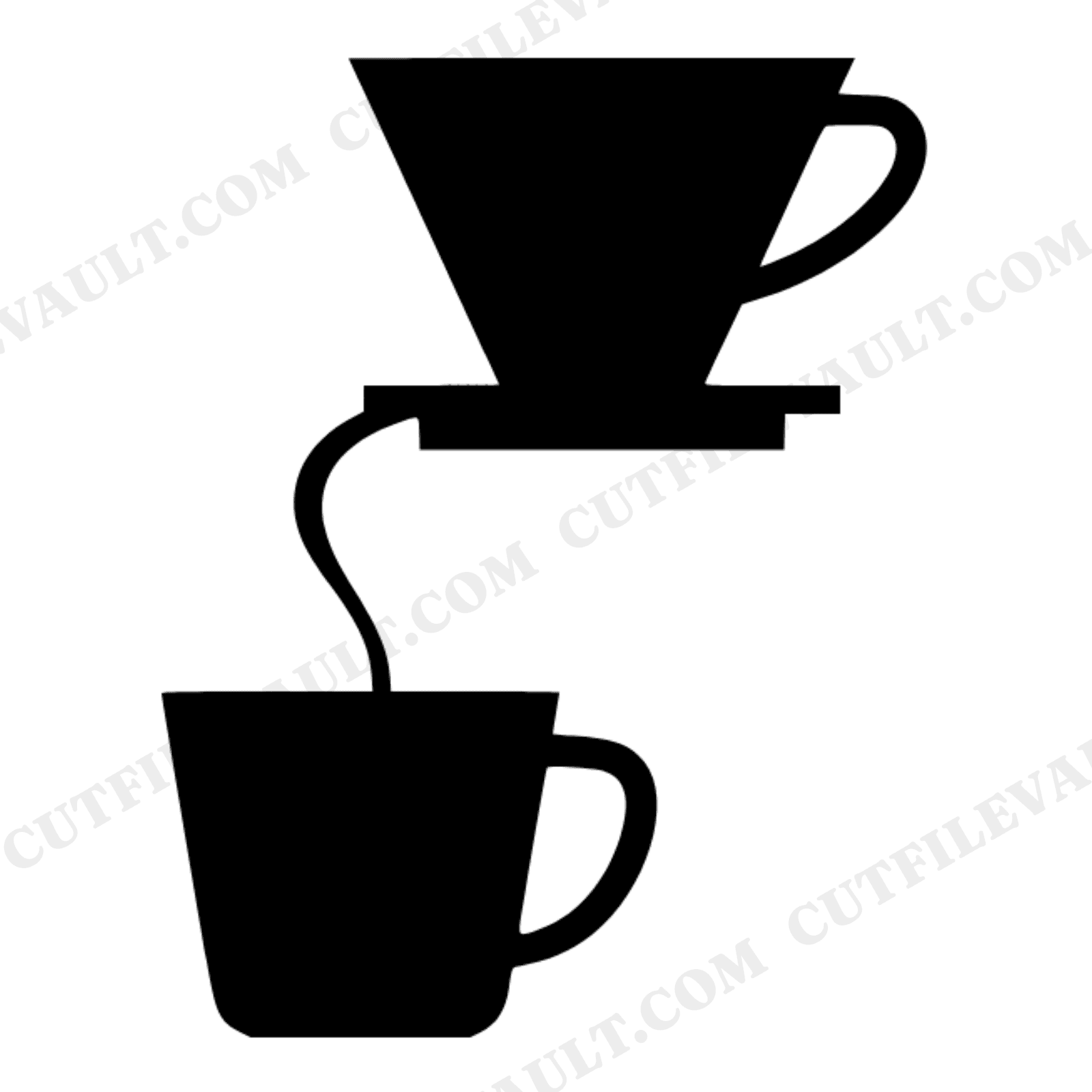Pour Over Coffee Dripper SVG PNG, National Coffee Day Cut File, Mid Century Coffee Silhouette, view 1