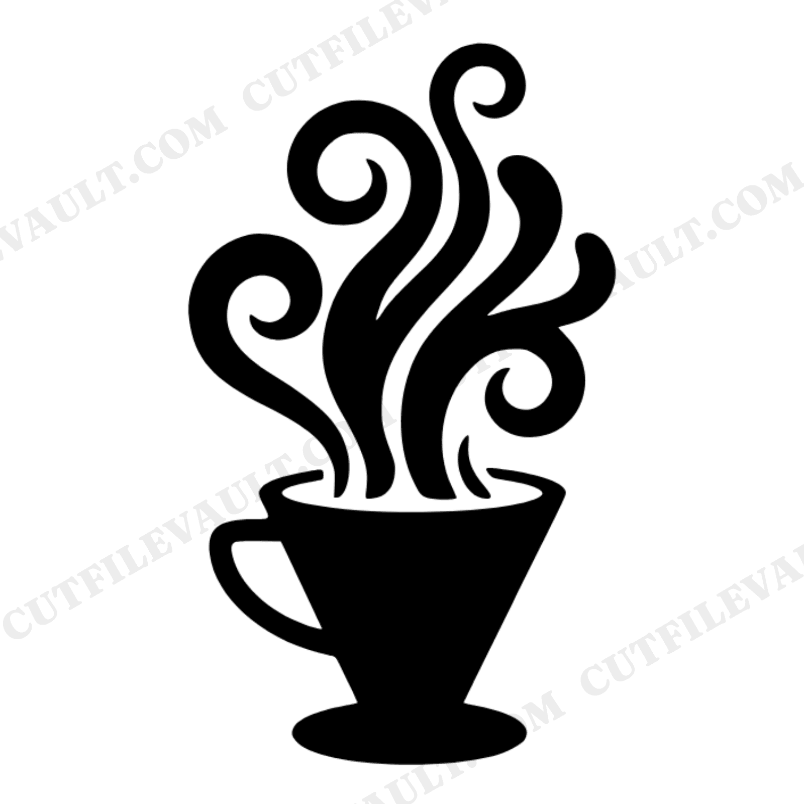 Pour Over Coffee SVG PNG, Abstract Coffee Dripper Silhouette, Art Nouveau Steam, Kitchen Decor Cut File, view 1