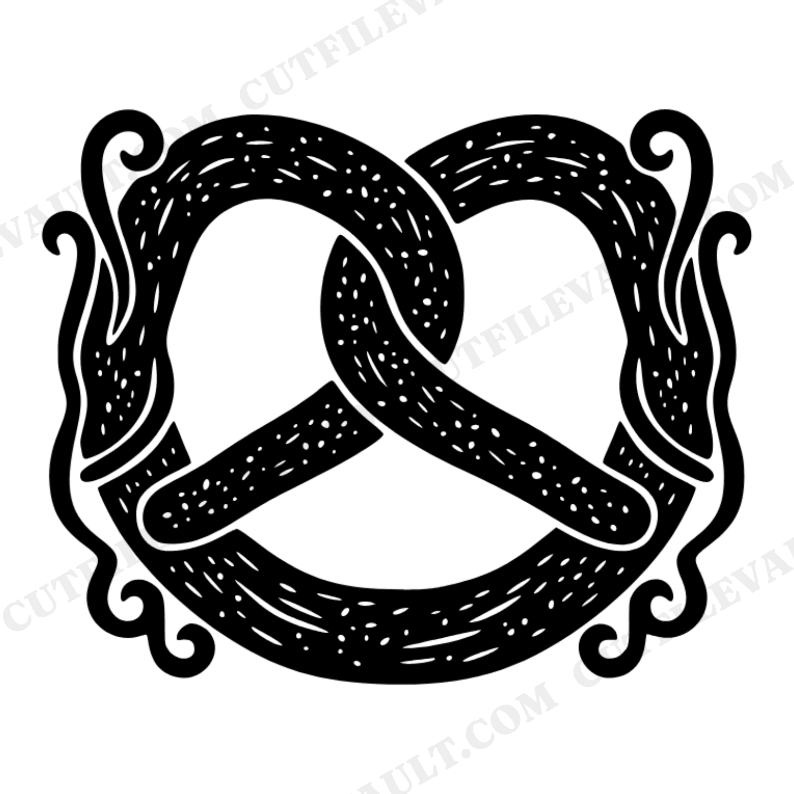 Pretzel Monogram Frame SVG PNG, Boho Pretzel Border Cut File, Summer BBQ Invitation Design, view 1