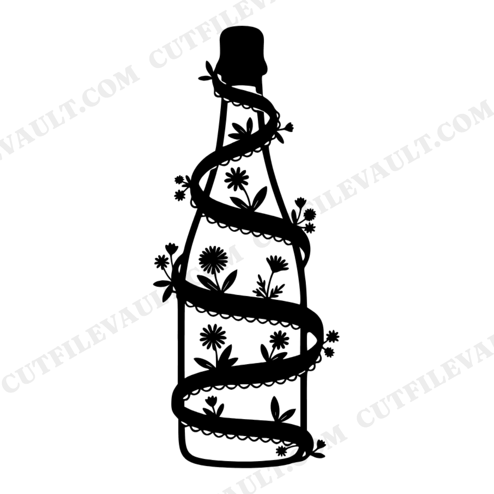 Prosecco Bottle SVG PNG, Cottagecore Floral Wine Bottle Cut File, National Prosecco Day Design, view 1