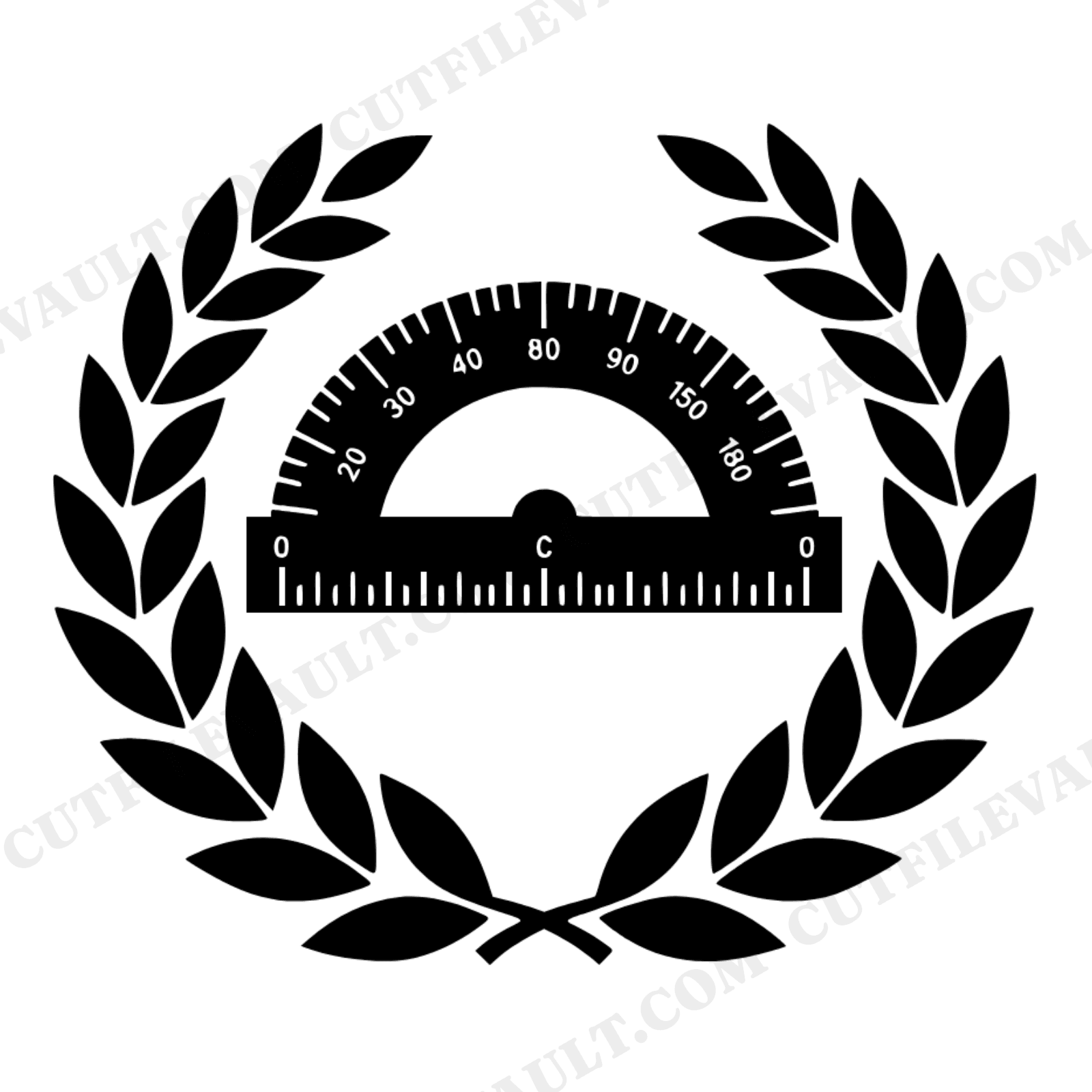 Protractor Laurel Wreath SVG PNG, Teacher Monogram Border Cut File, Back to School Gift Design, view 1