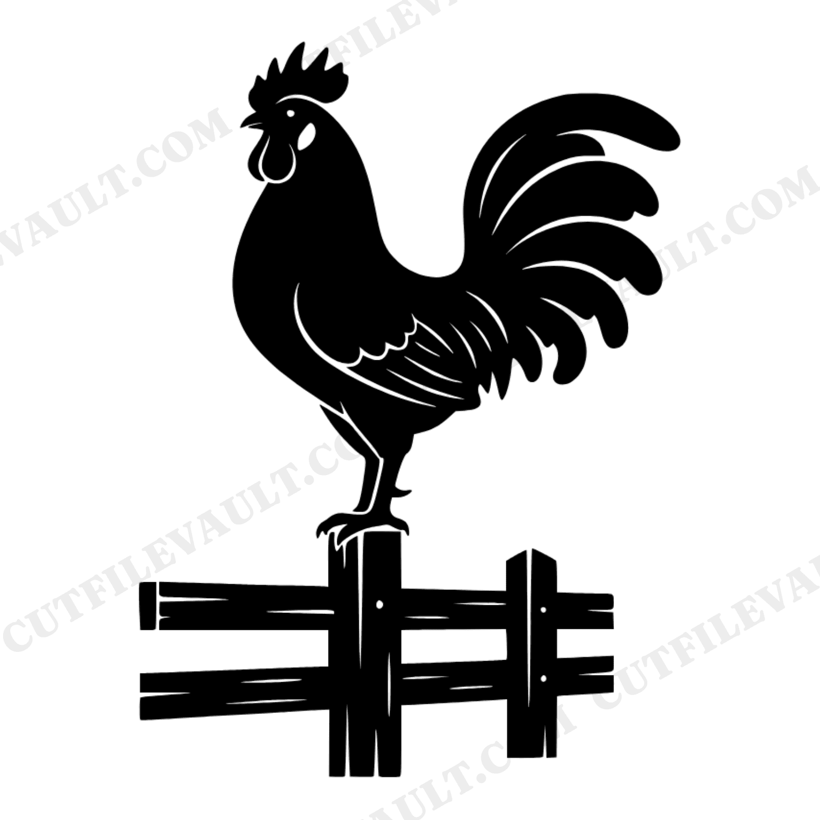 Proud Rooster Split Rail Fence SVG PNG Labor Day Retro 70s Farm Americana Cut File for Cricut, view 1