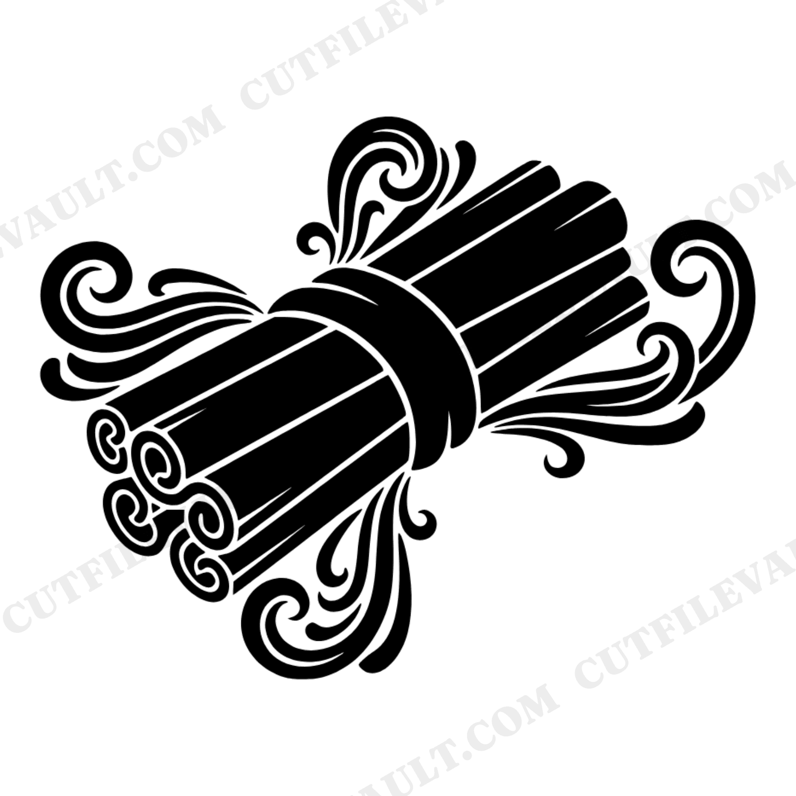Pumpkin Spice Cinnamon Sticks SVG PNG Retro 70s Art Nouveau Ribbon Fall Autumn Cut File, view 1