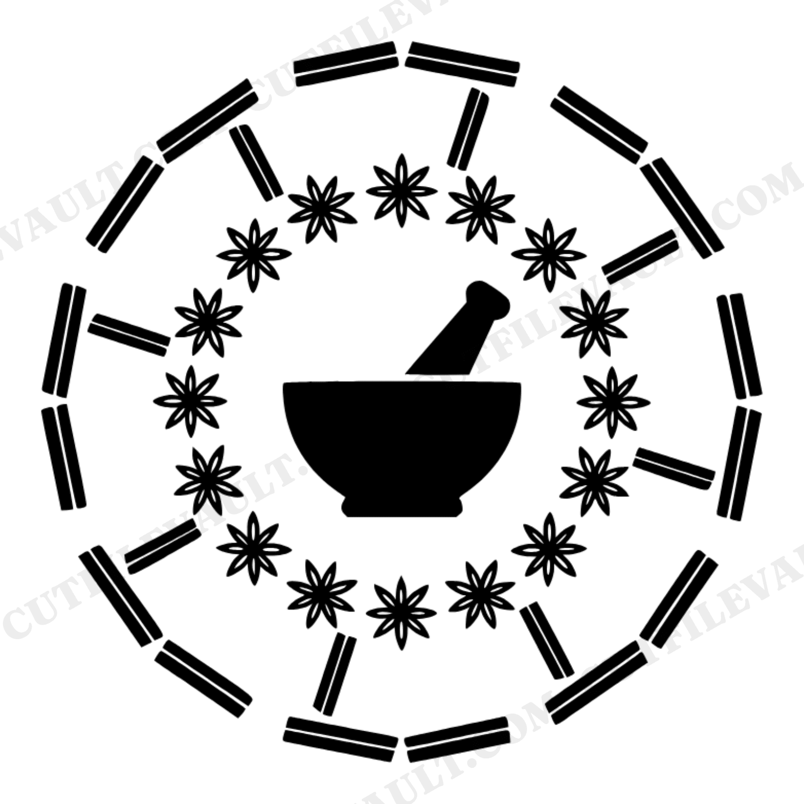 Pumpkin Spice Mortar Mandala SVG PNG, Farmhouse Kitchen Wall Art, Fall Autumn Decor Cut File, view 1