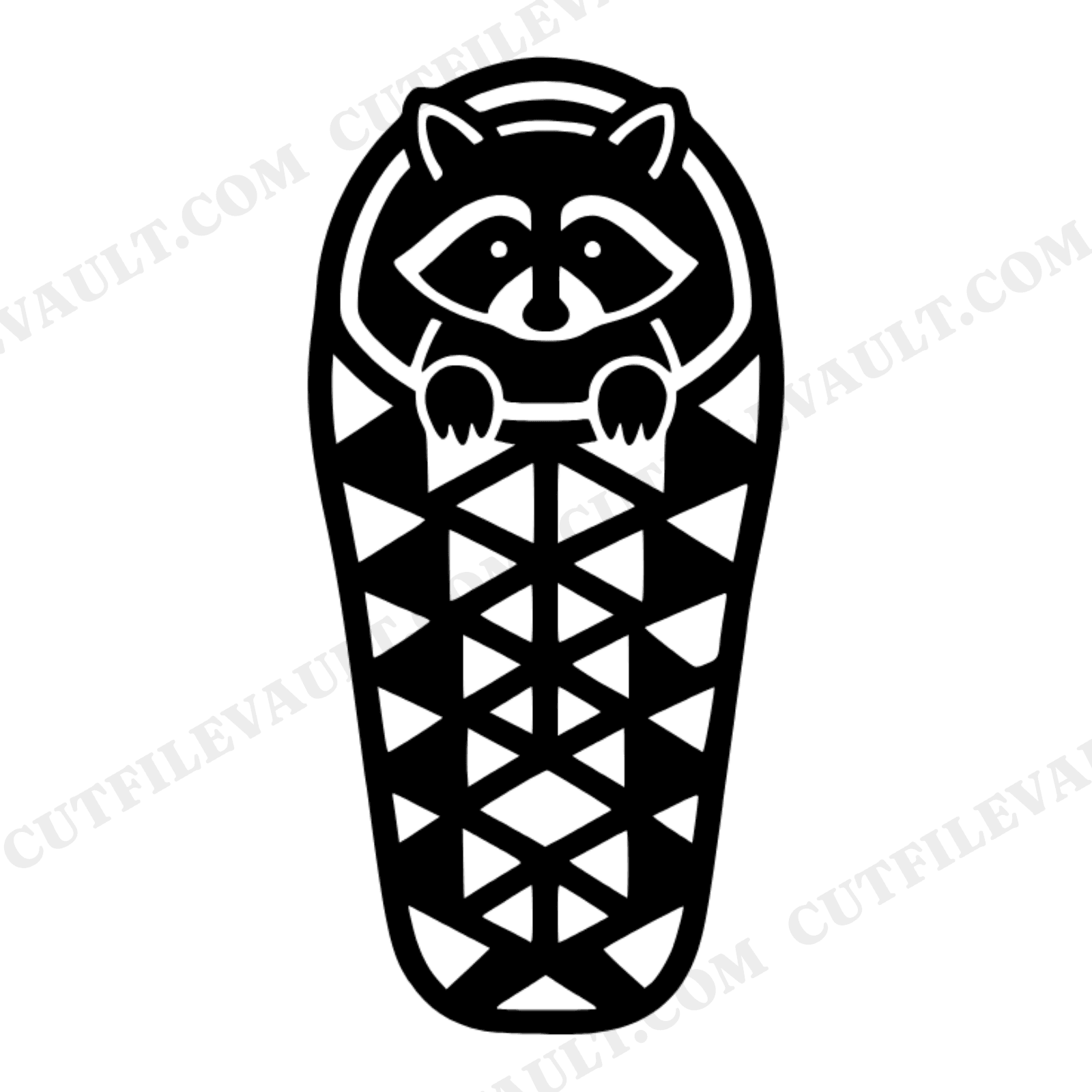 Raccoon Sleeping Bag SVG PNG Art Deco Camper Silhouette Cut File Camping Outdoor Adventure, view 1