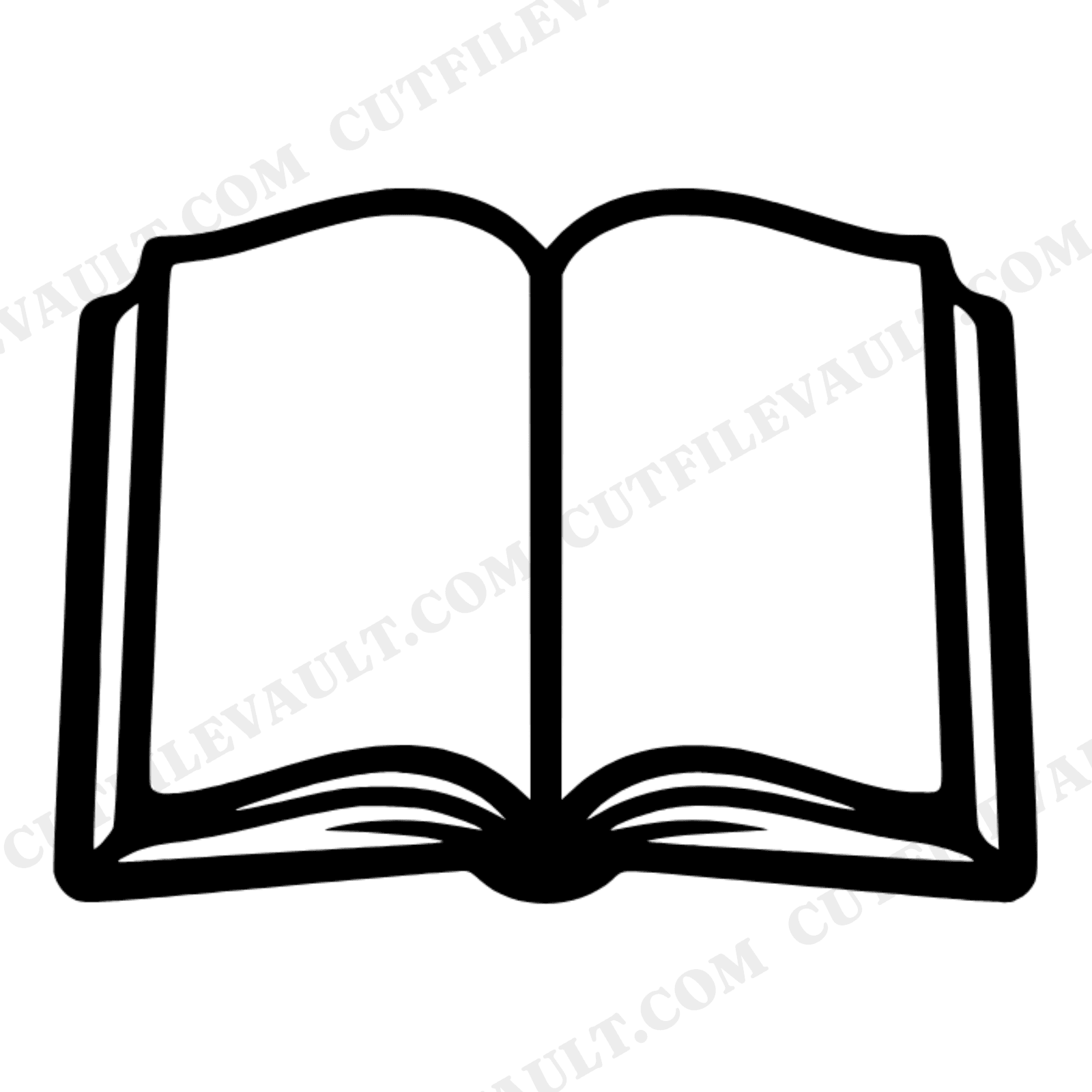Retro 1970s Open Book SVG PNG, Groovy Book Silhouette From Above, Vintage Botanical Library Wall Art, view 1