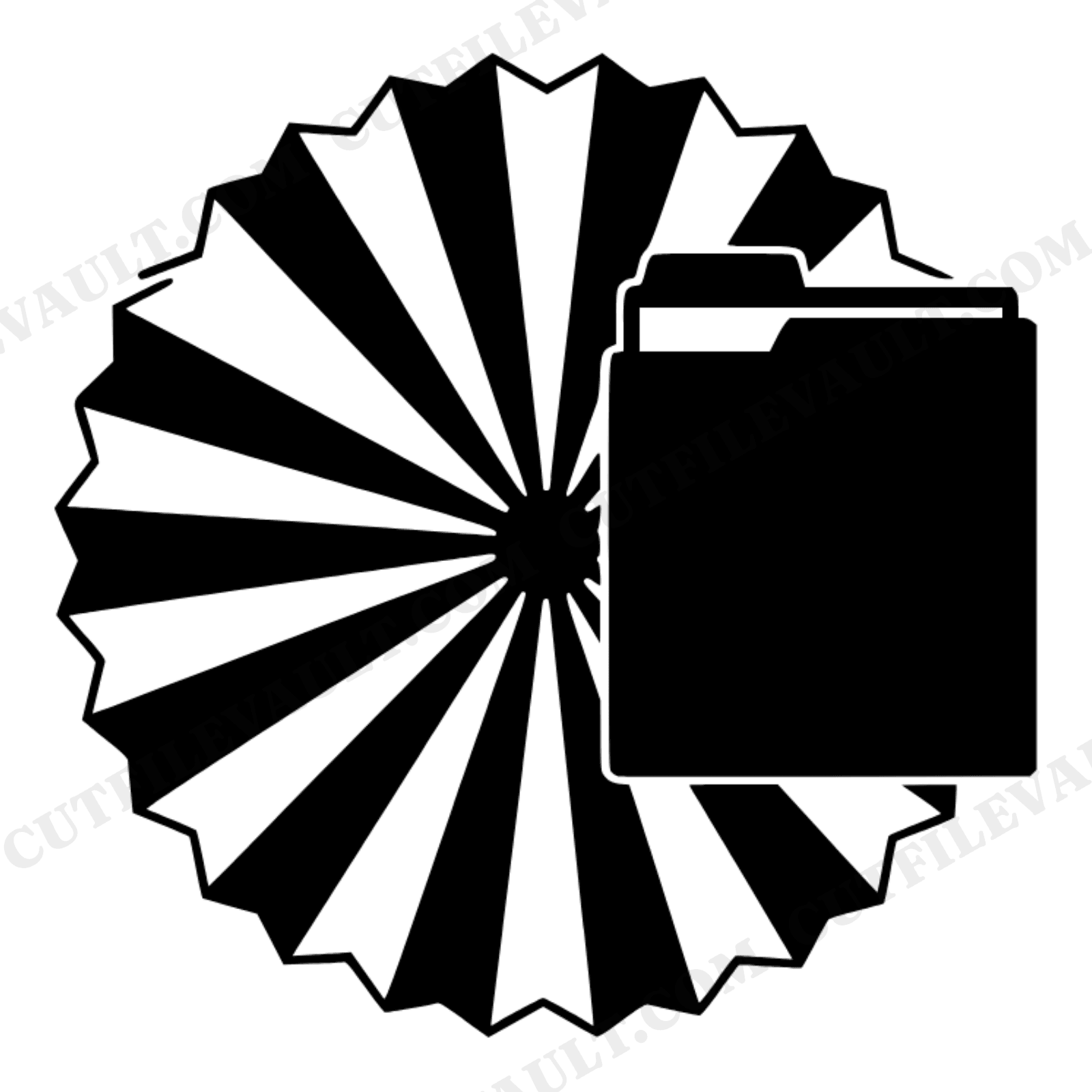 Retro Accordion File Folder SVG PNG, Sunburst Office Supplies Cut File, Mid Century School Organizer, view 1