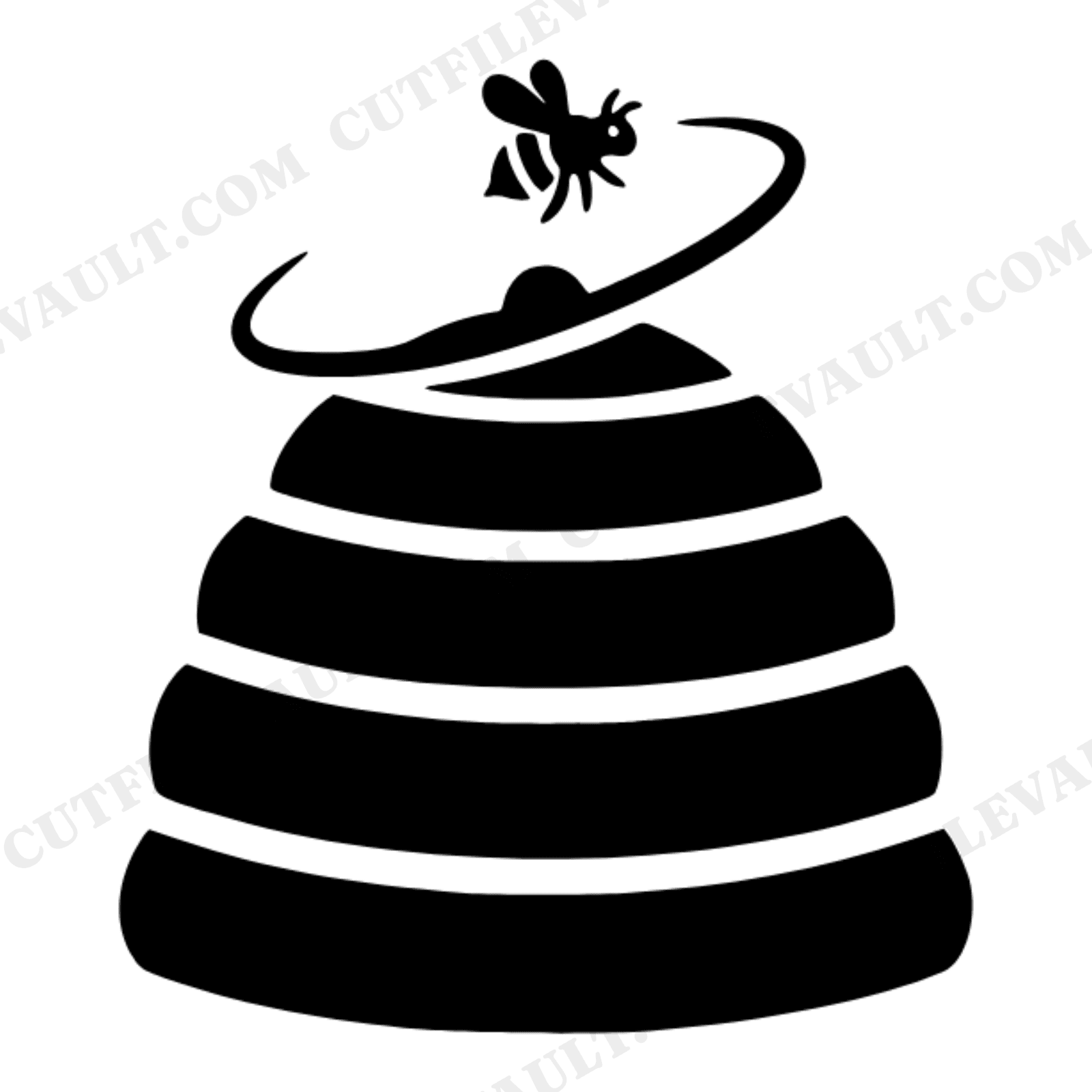 Retro Beehive Skep SVG PNG, Groovy Bee Orbiting Hive Cut File, 70s Honey Bee Day Design, view 1