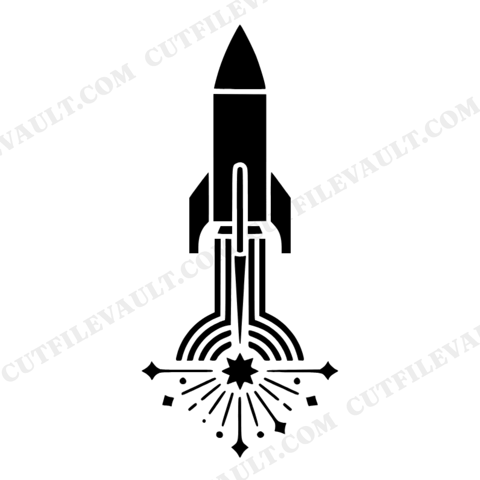 Retro Bottle Rocket SVG PNG, Art Deco Firework Cut File, Vintage 4th of July Clipart Design, view 1