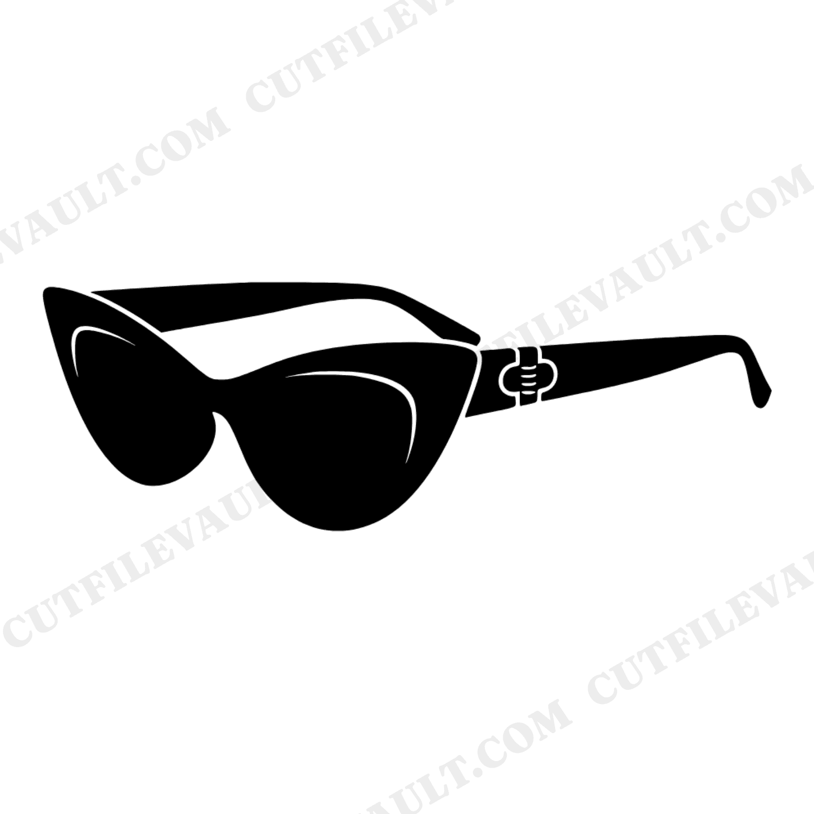 Retro Cat Eye Sunglasses SVG PNG Three Quarter Angle Mid Century Modern Line Art Cut File, view 1
