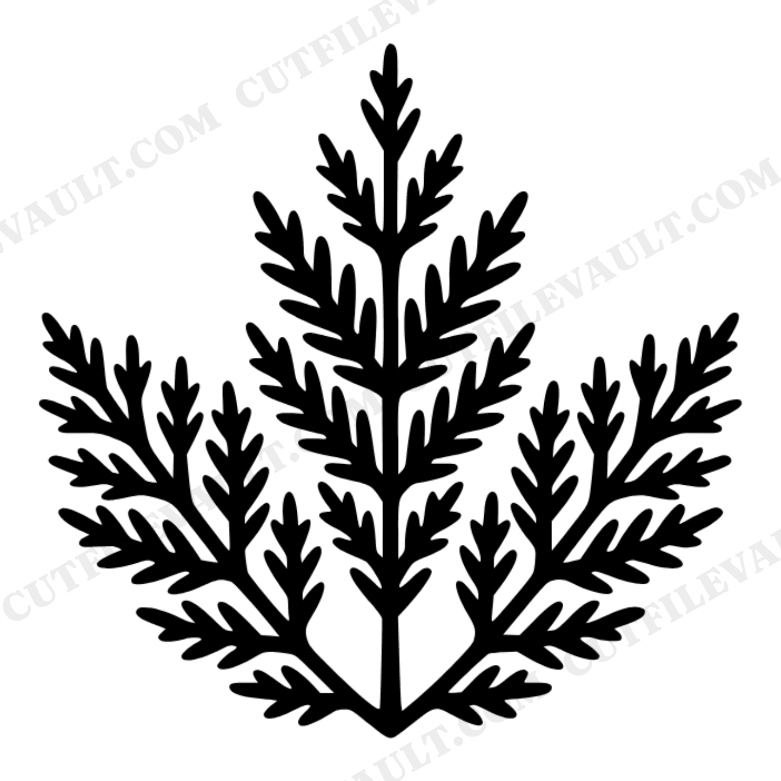 Retro Cedar Bough Starburst SVG PNG, Vintage 70s Evergreen Branch Stack Cut File, Cottagecore Christmas, view 1