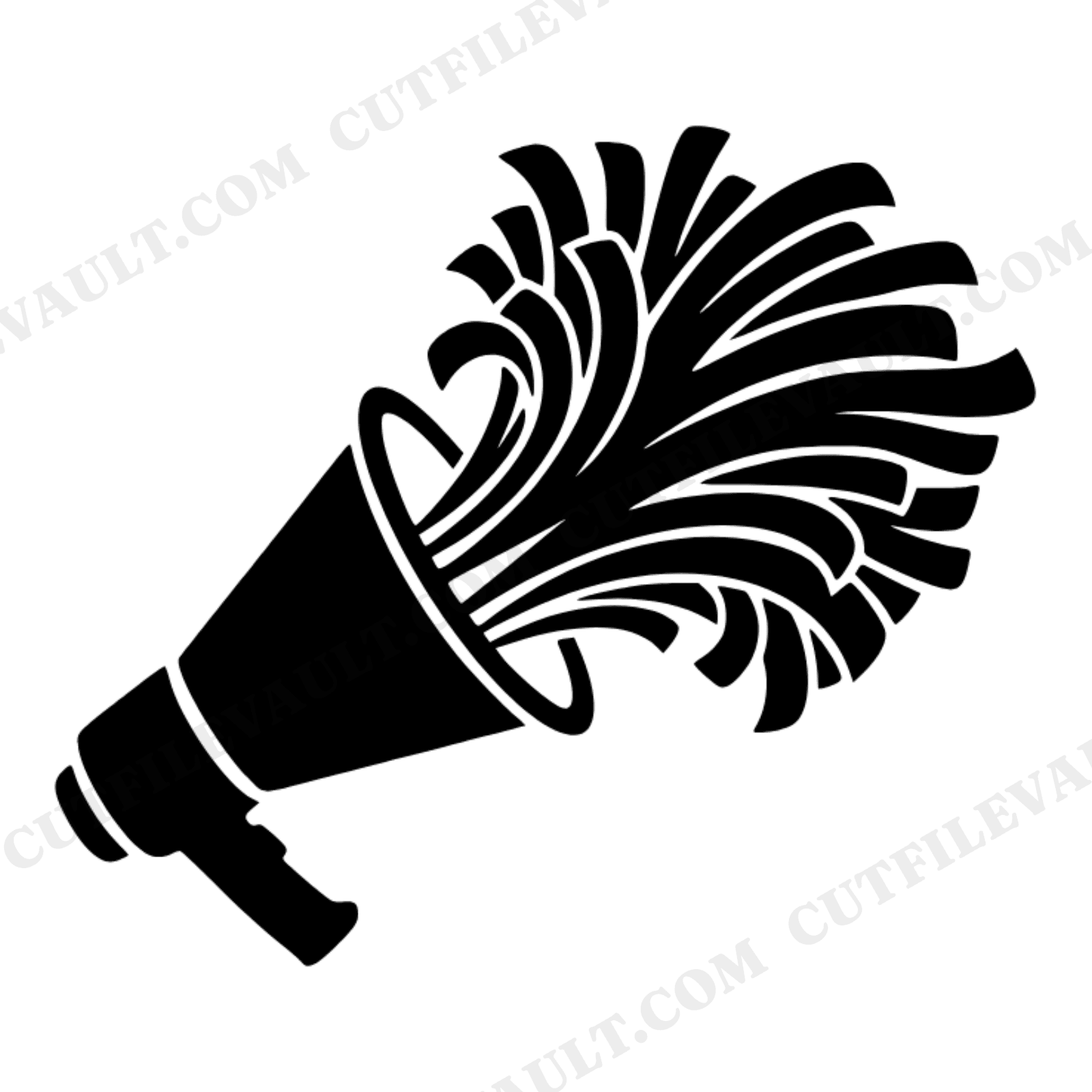 Retro Cheerleader Megaphone SVG PNG, 70s Pom Pom Burst Cut File, Vintage Cheer Spirit Design, view 1