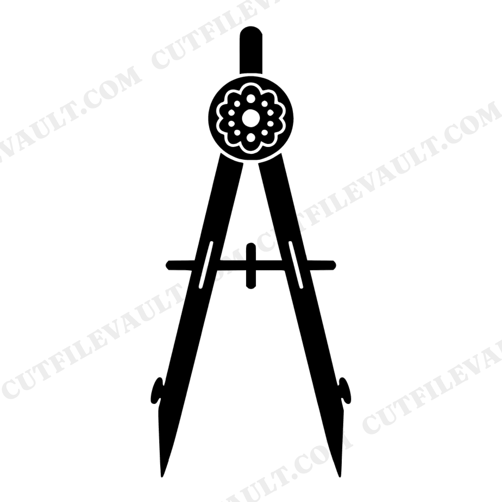 Retro Drafting Compass SVG PNG, Vintage Geometry Tool Cut File, 70s Back to School Clipart, view 1