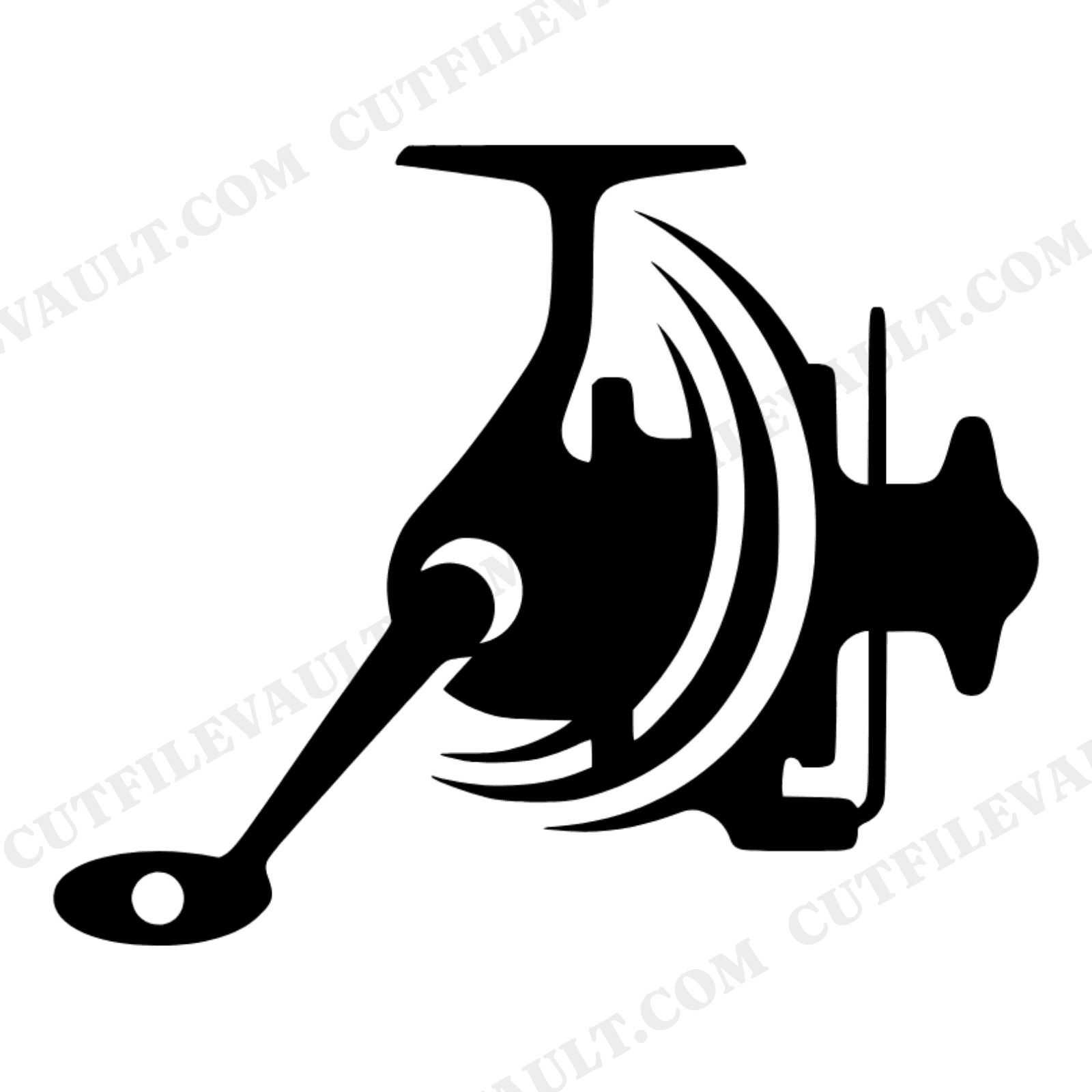 Retro Fishing Reel SVG PNG, 70s Wave Silhouette Cut File, Vintage Angler Clipart, National Fishing Month, view 1