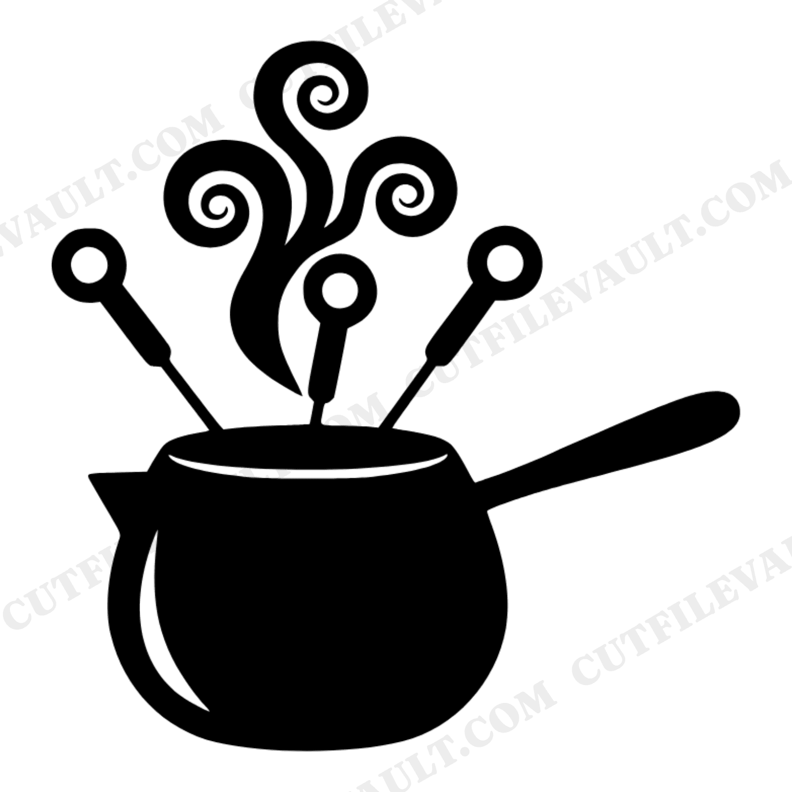 Retro Fondue Pot SVG PNG, 1970s Vintage Kitchen Cut File, Autumn Gathering Clipart, Cozy Fall Decor, view 1
