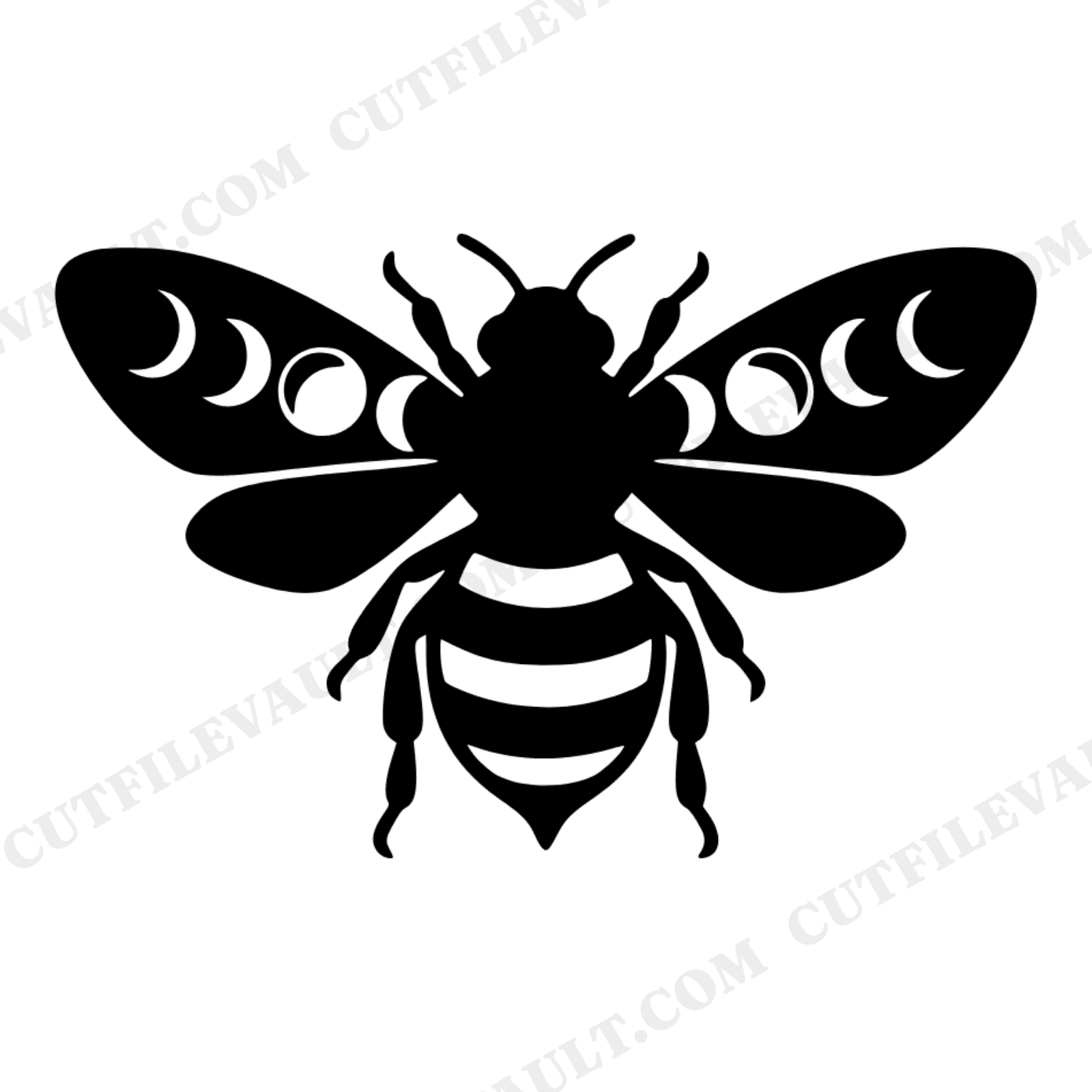 Retro Groovy Honey Bee SVG PNG Top View Silhouette Celestial Mystical 70s Design Cut File, view 1